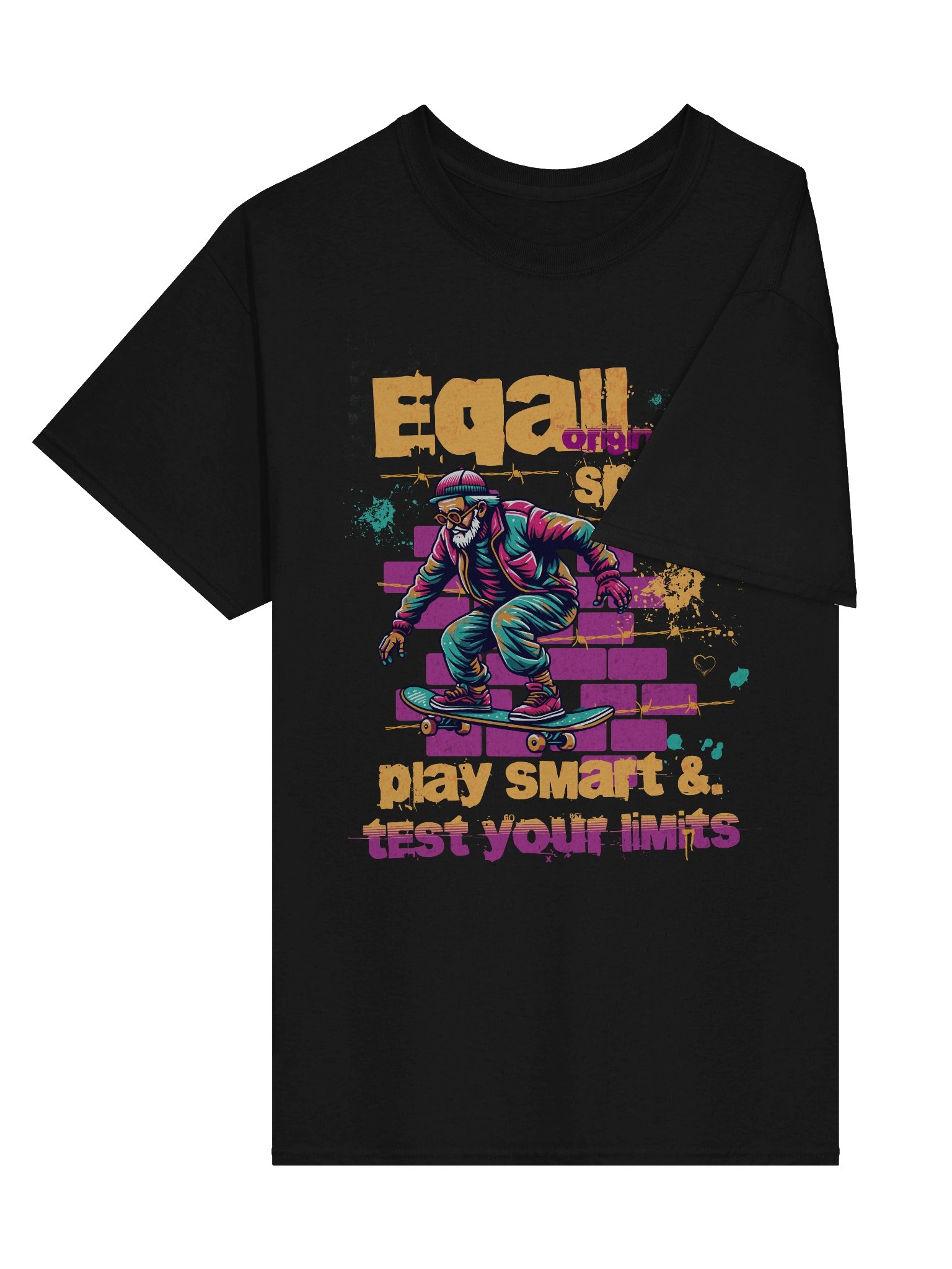 Urban Skater Vibes Heavyweight 100% Cotton T-shirt by EQALL® Originals_Pink_Orange_Turquoise product image (2)