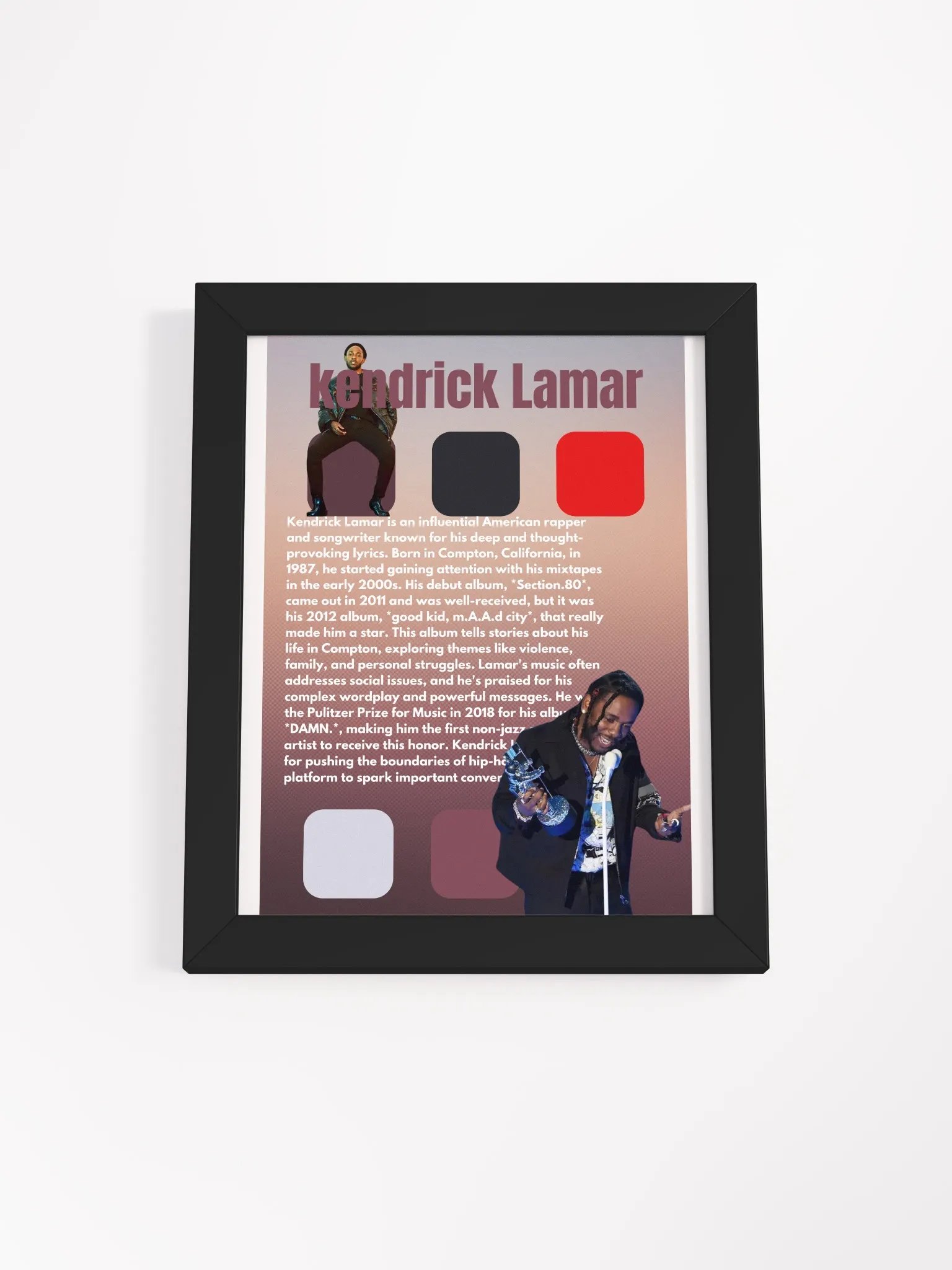 (8x10in) Kendrick Lamar: Framed Matte Poster product image (1)