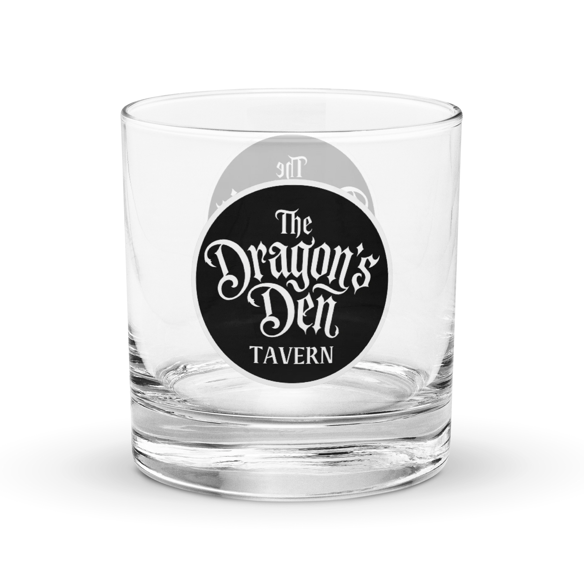 Dragon's Den Tavern Logo Rocks Glass