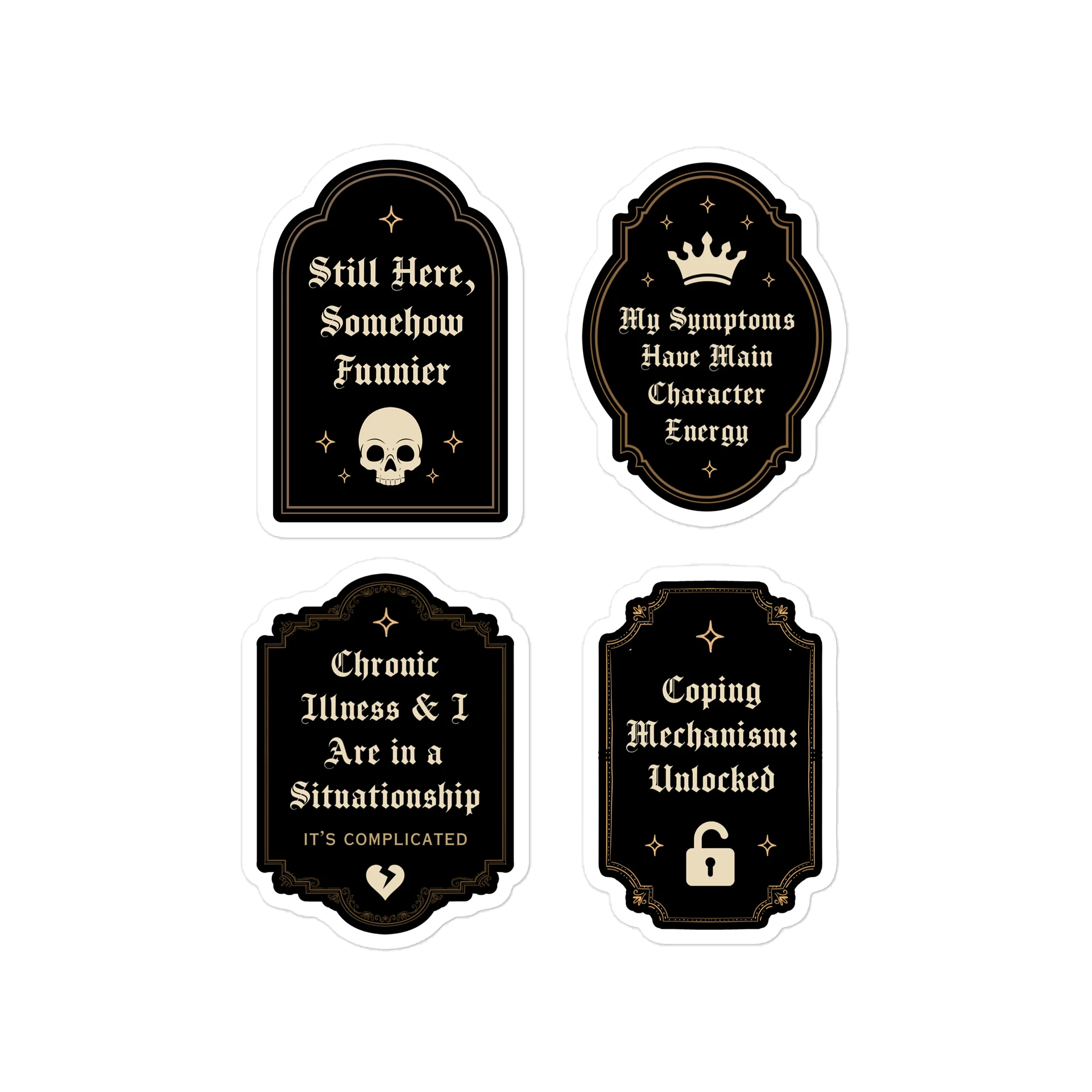 Chronic Illness Dark Humor Decal Sheet | Gothic Spoonie Sticker Pack product image (1)