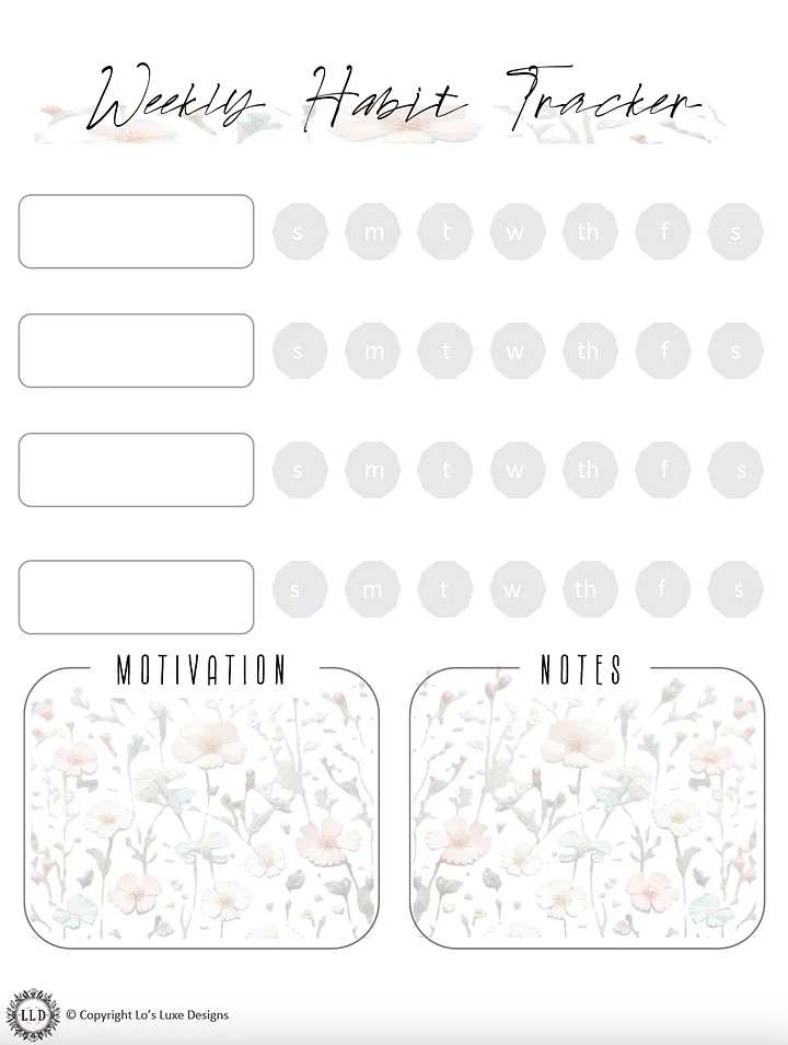 Weekly Habit Planner - Wildflowers - 8.5x11 Printable product image (1)