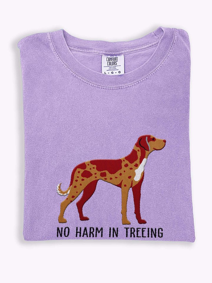 No Harm Treeing T-Shirt(Embroidered) of a Catahoula Leopard Dog(Red Leopard) product image (1)