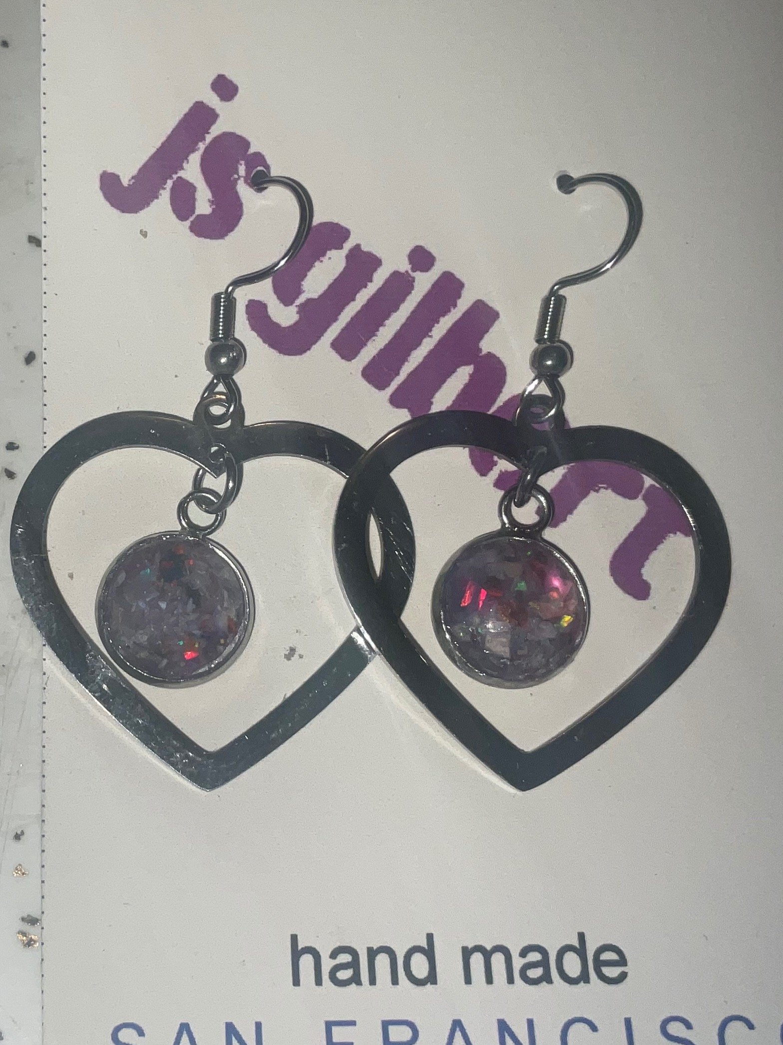 Opals inside Hearts dangle earrings product image (1)