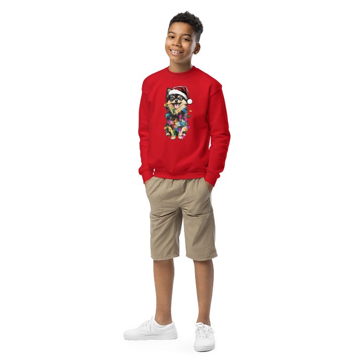 Funny Christmas Pomeranian(Black & Tan) Youth Sweatshirt product image (1)