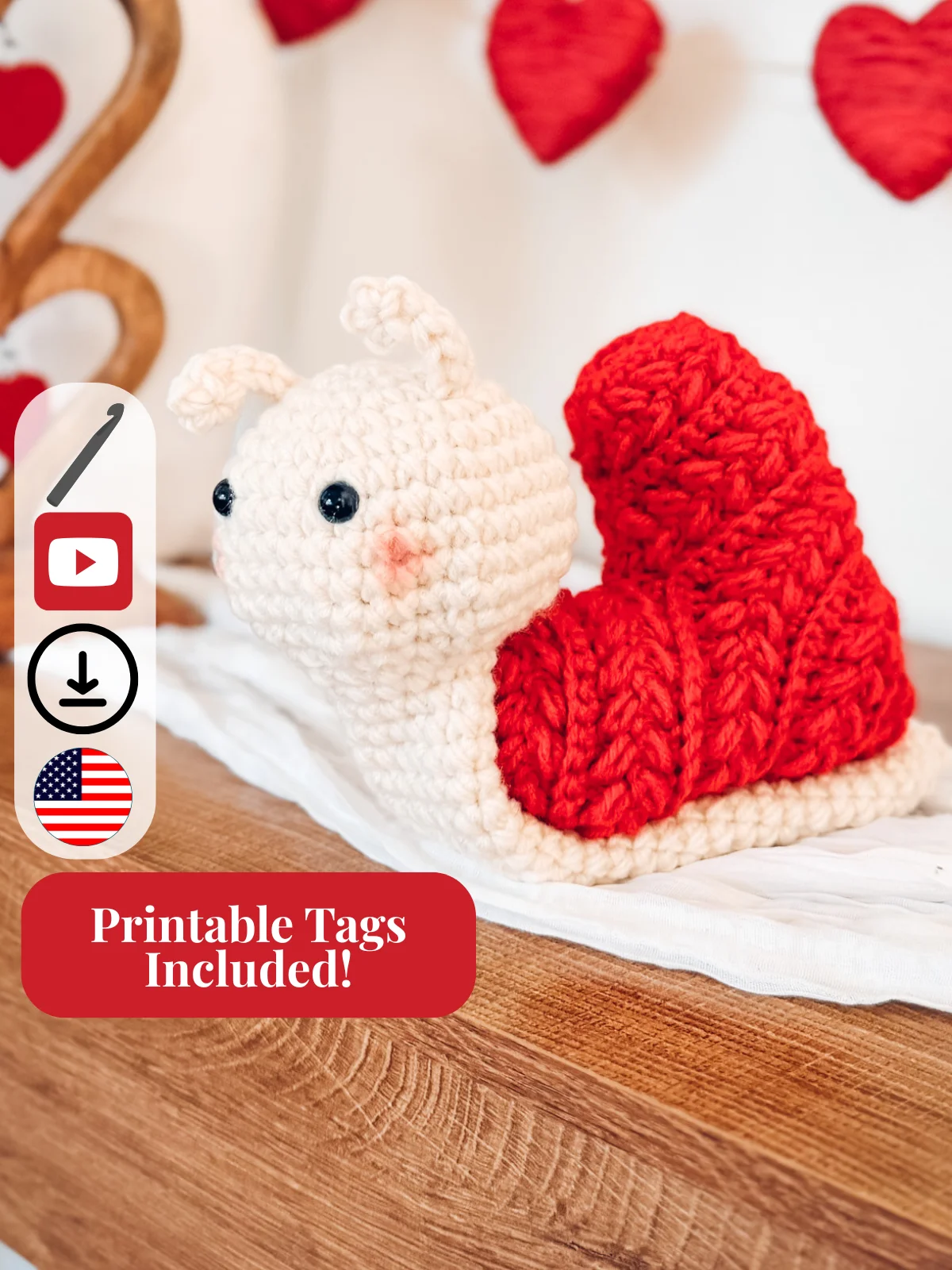Wheat Stitch™ Crochet Snail with Heart product image (1)