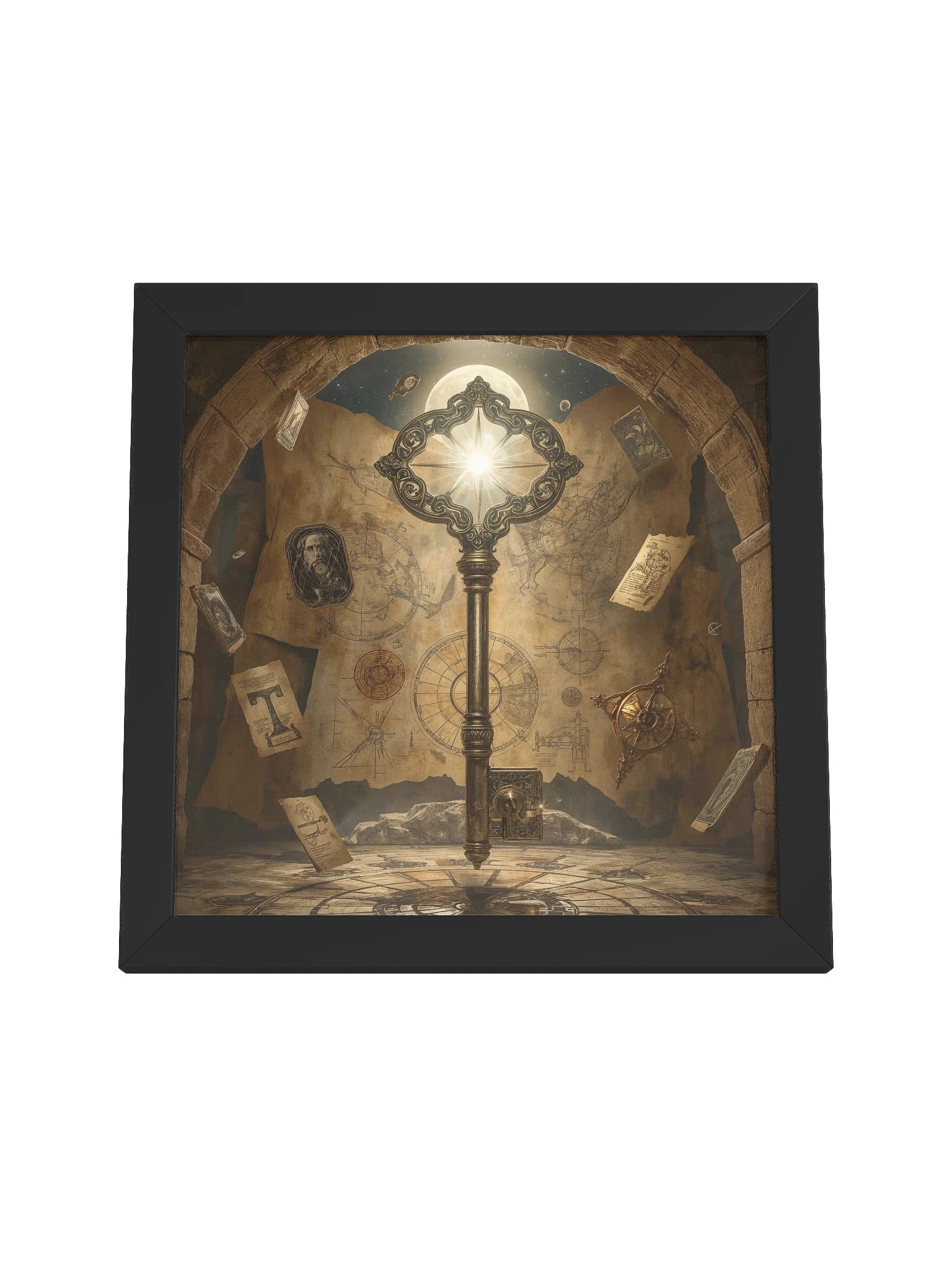 The Gatekeeper’s Key – Eternal Archive | Framed Square Poster (Black Frame) product image (16)