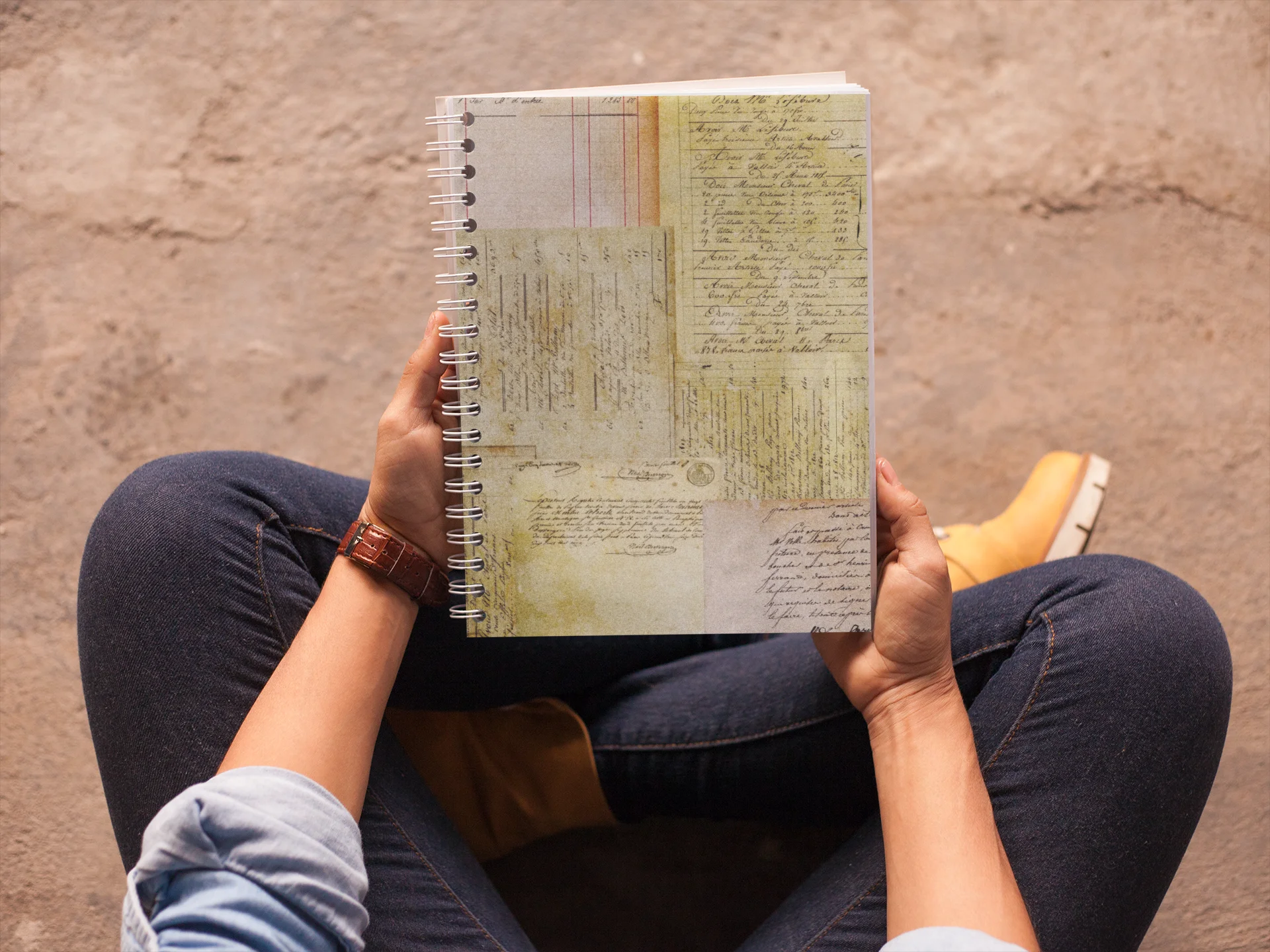 Vintage Grunge Old Letter Covered Notebook product image (4)