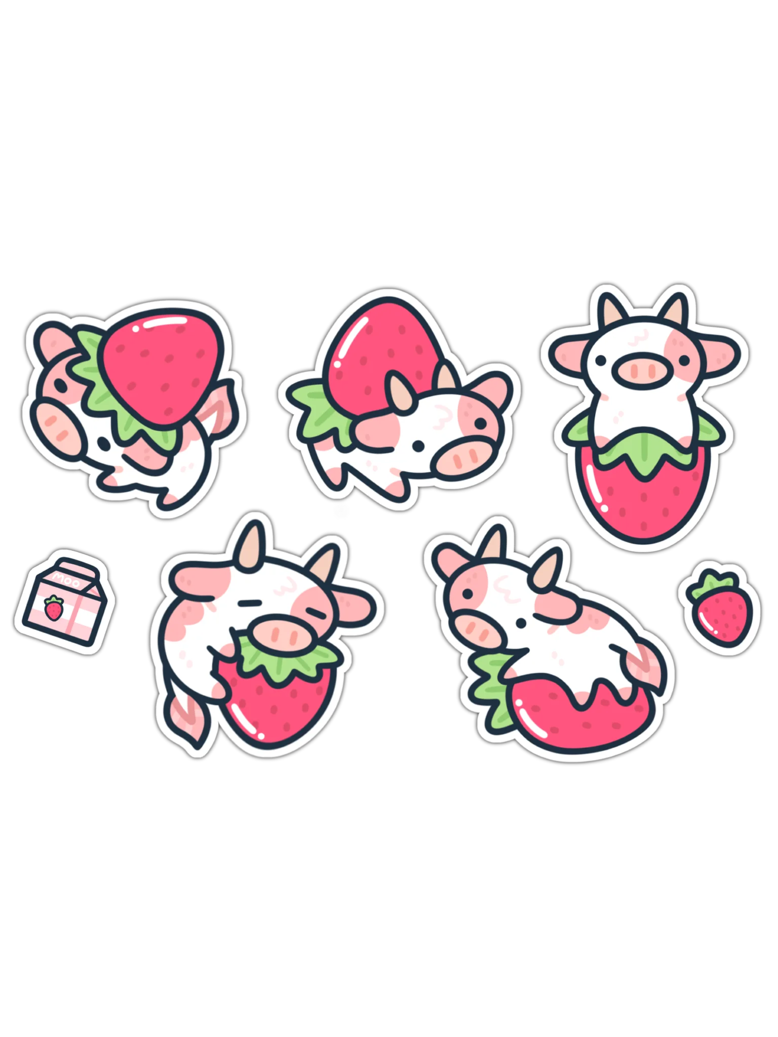 Strawberry Cow Sticker Sheet product image (3)