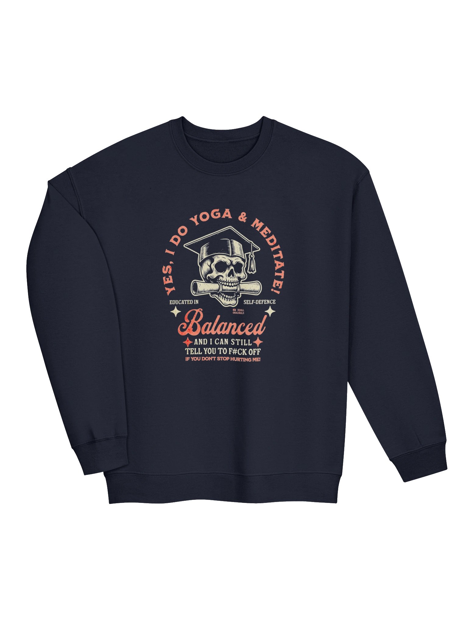 Skull Yes I Do Yoga and Meditate_Self-Defence Unisex Gildan Crewneck_R3CVR.i by EQALL® Originals_Pink / Beige product image (32)