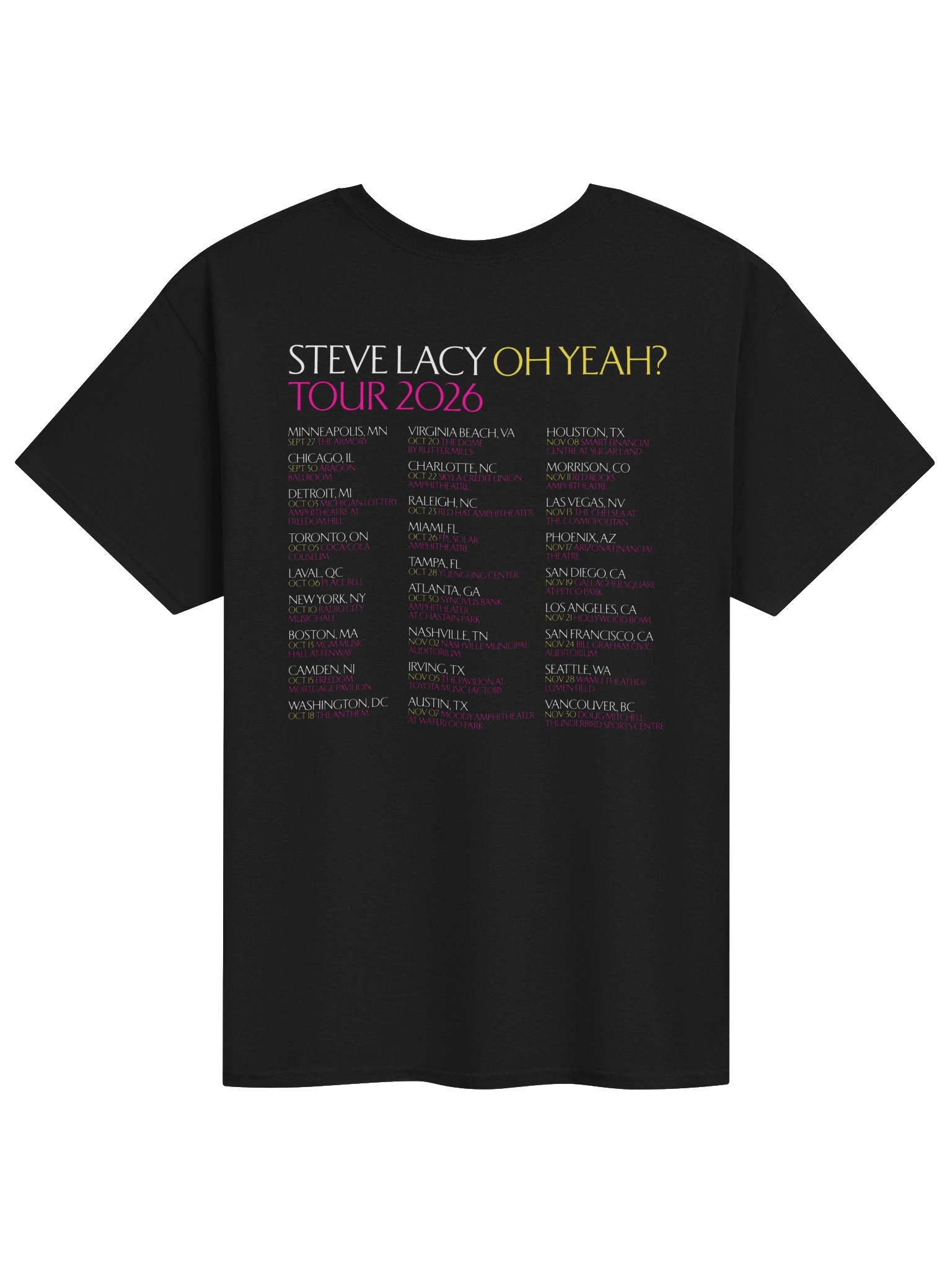 Steve Lacy Oh Yeah? Tour 2026 Tshirt product image (2)