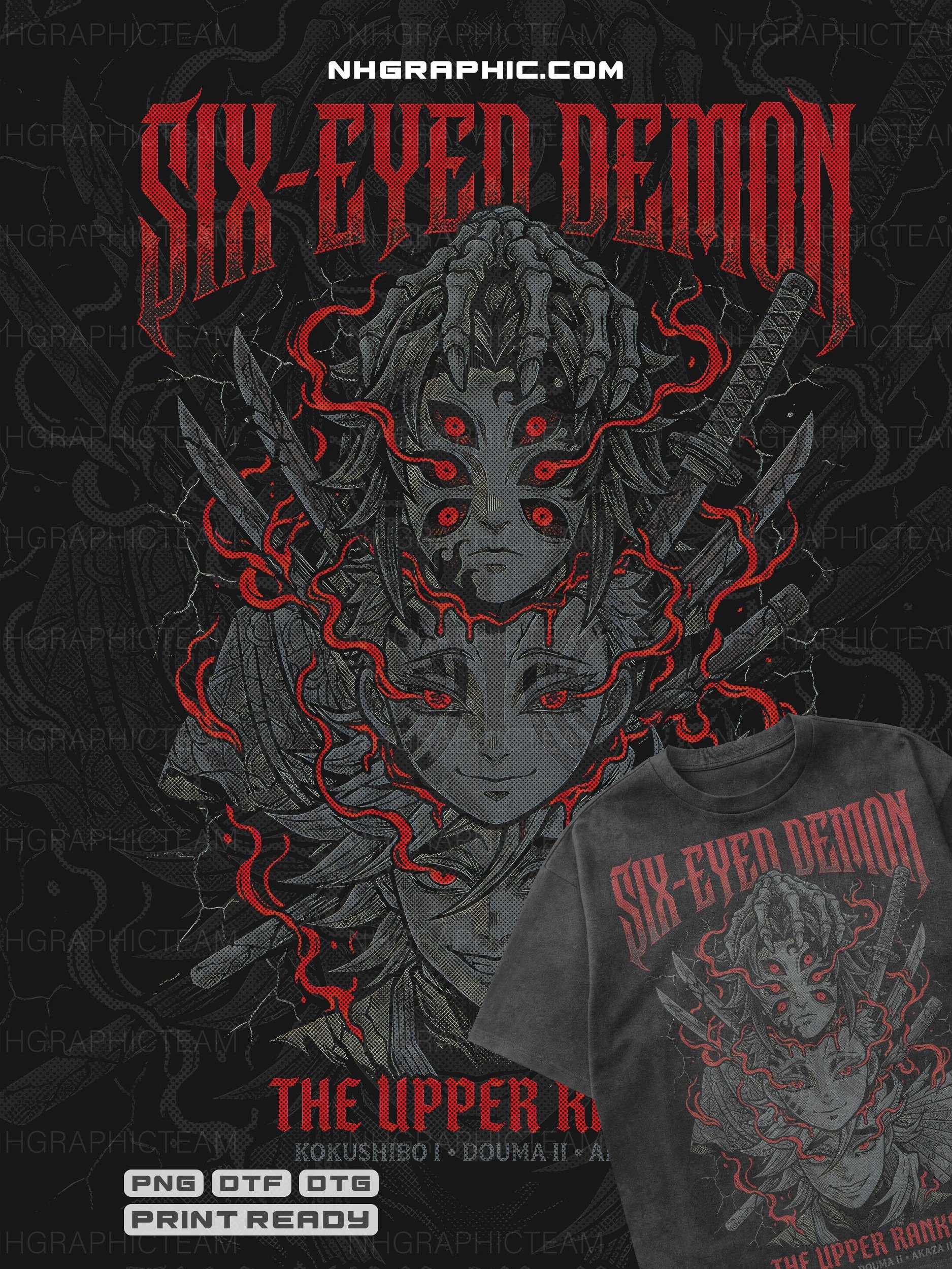 8 Demon Slayer Halftone Metal Style T-Shirt PNGs product image (4)
