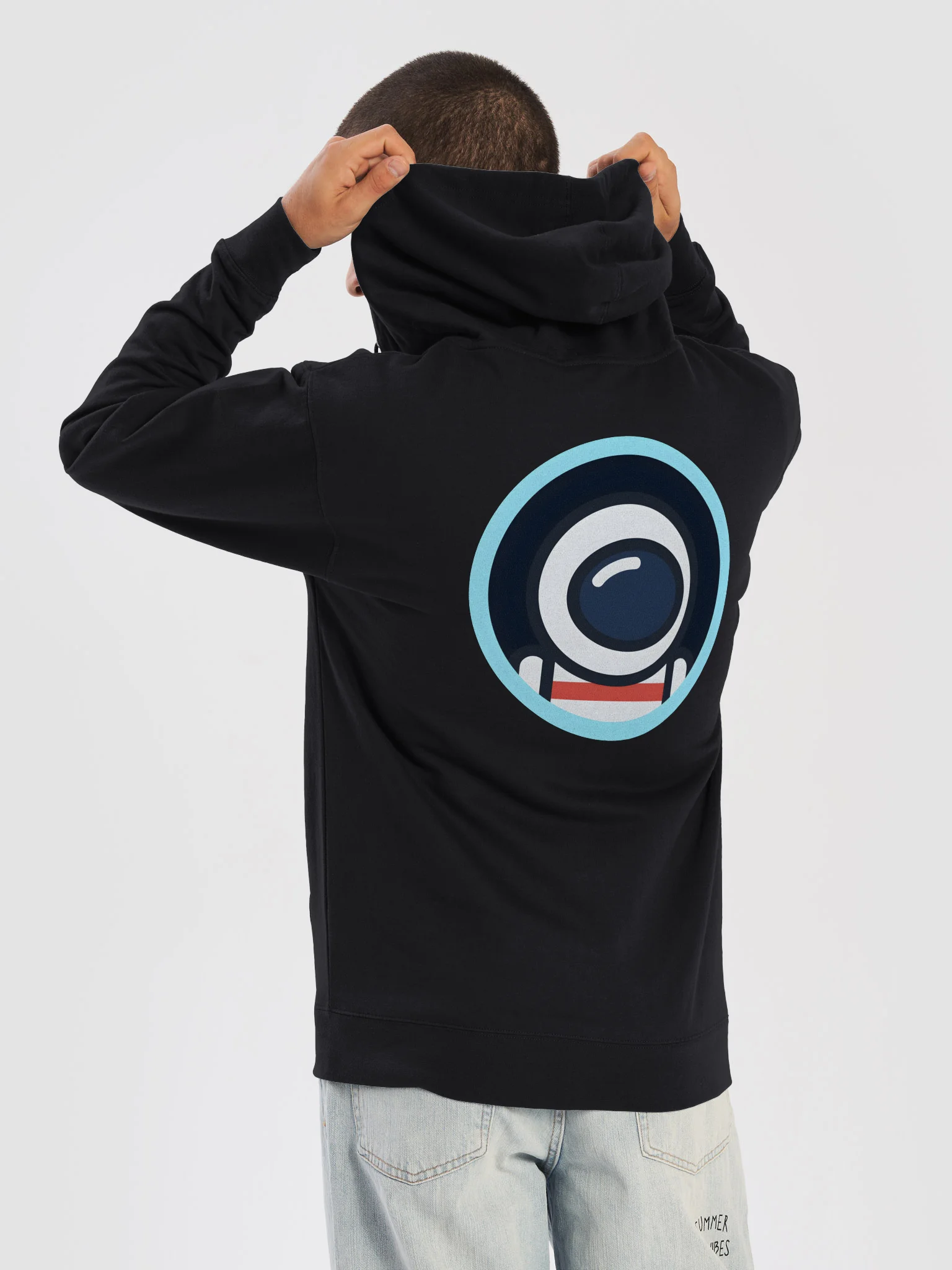 MoonMan Zip Hoodie, Classic Red Wordmark Front Logo Back product image (6)