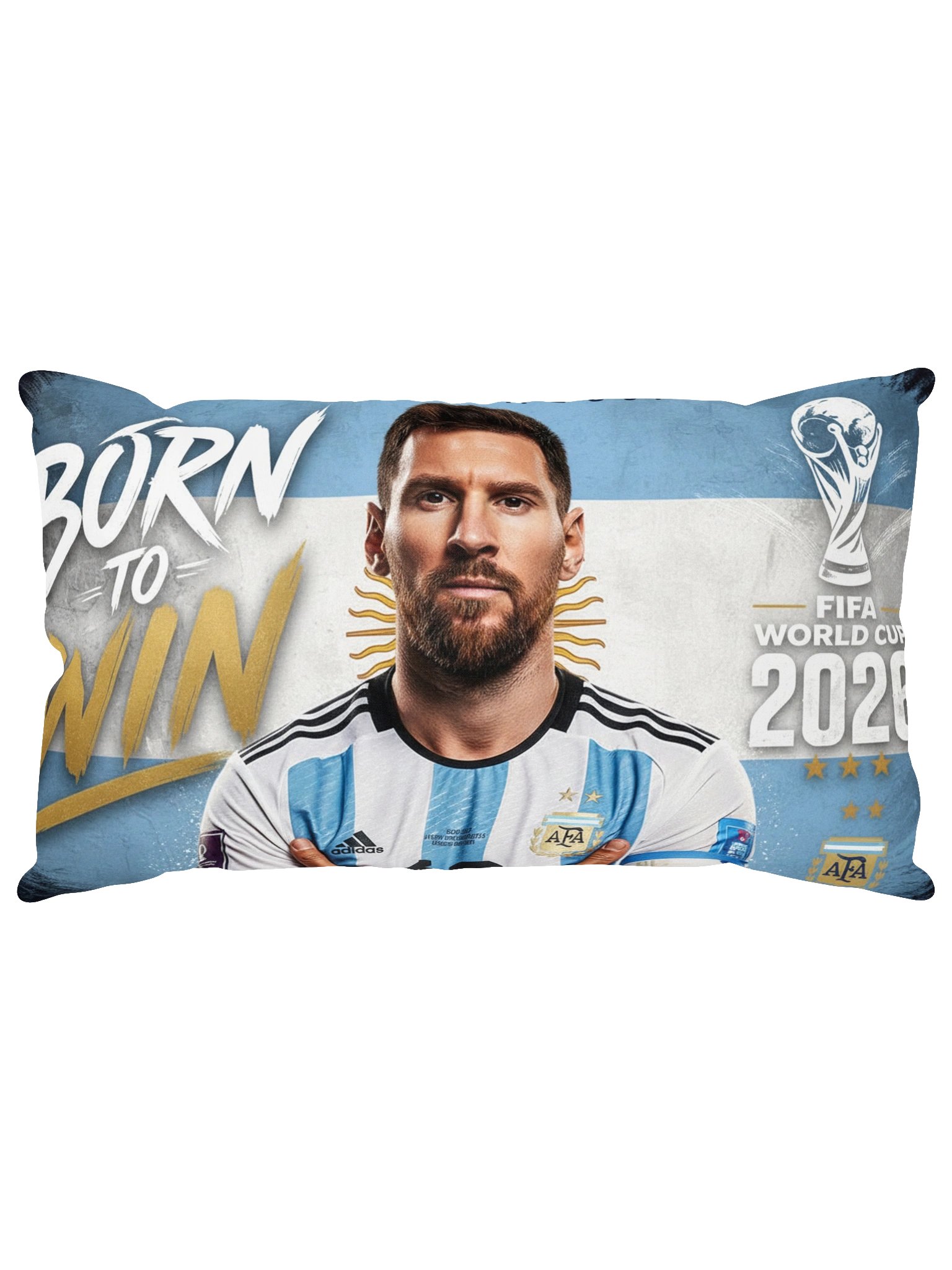 "Born to Win" Argentina - Messi Pillow 20"x12" product image (5)