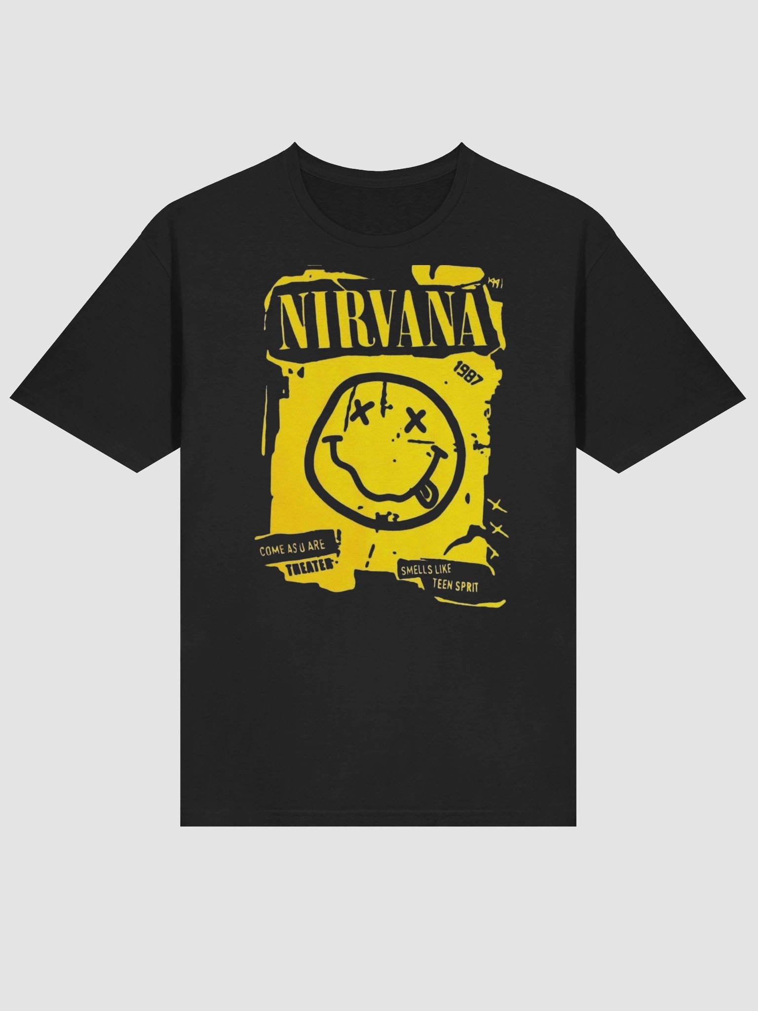 Nirvana T-Shirt Smiley Face Come As You Are Smells Like Teen Spirit | Dark Grey Grunge Graphic Tee | 90s Kurt Cobain Collector Shirt product image (3)