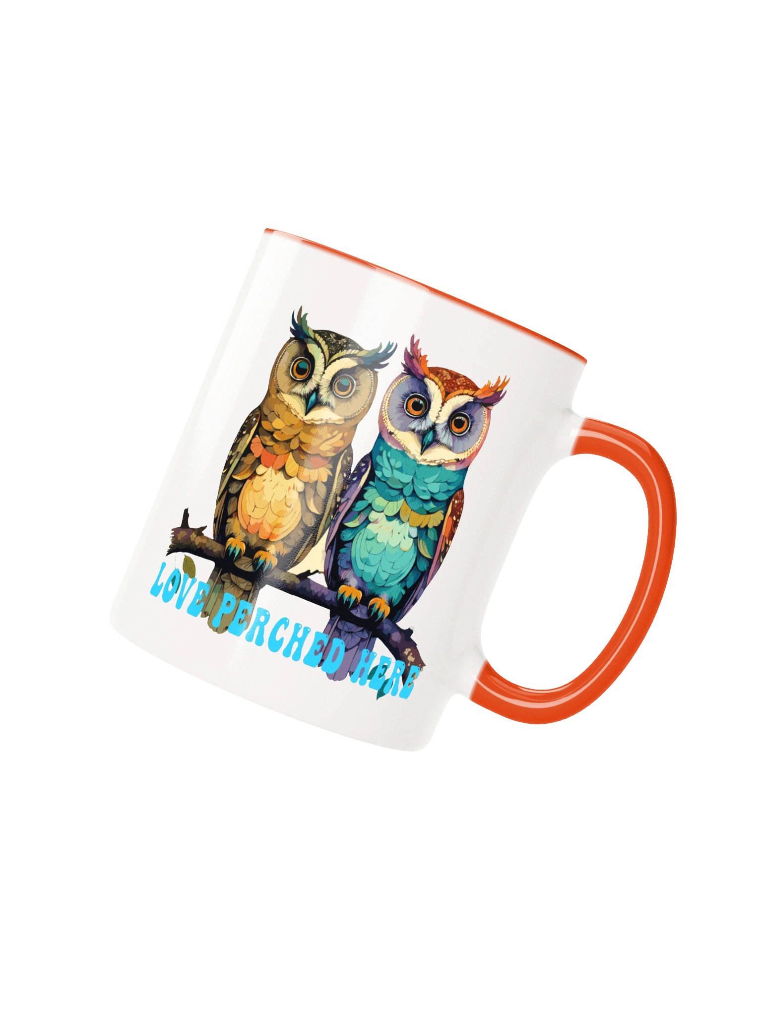 LOVE PERCHED HERE – Colorful Owl Coffee Mug | 11 oz & 15 oz product image (2)