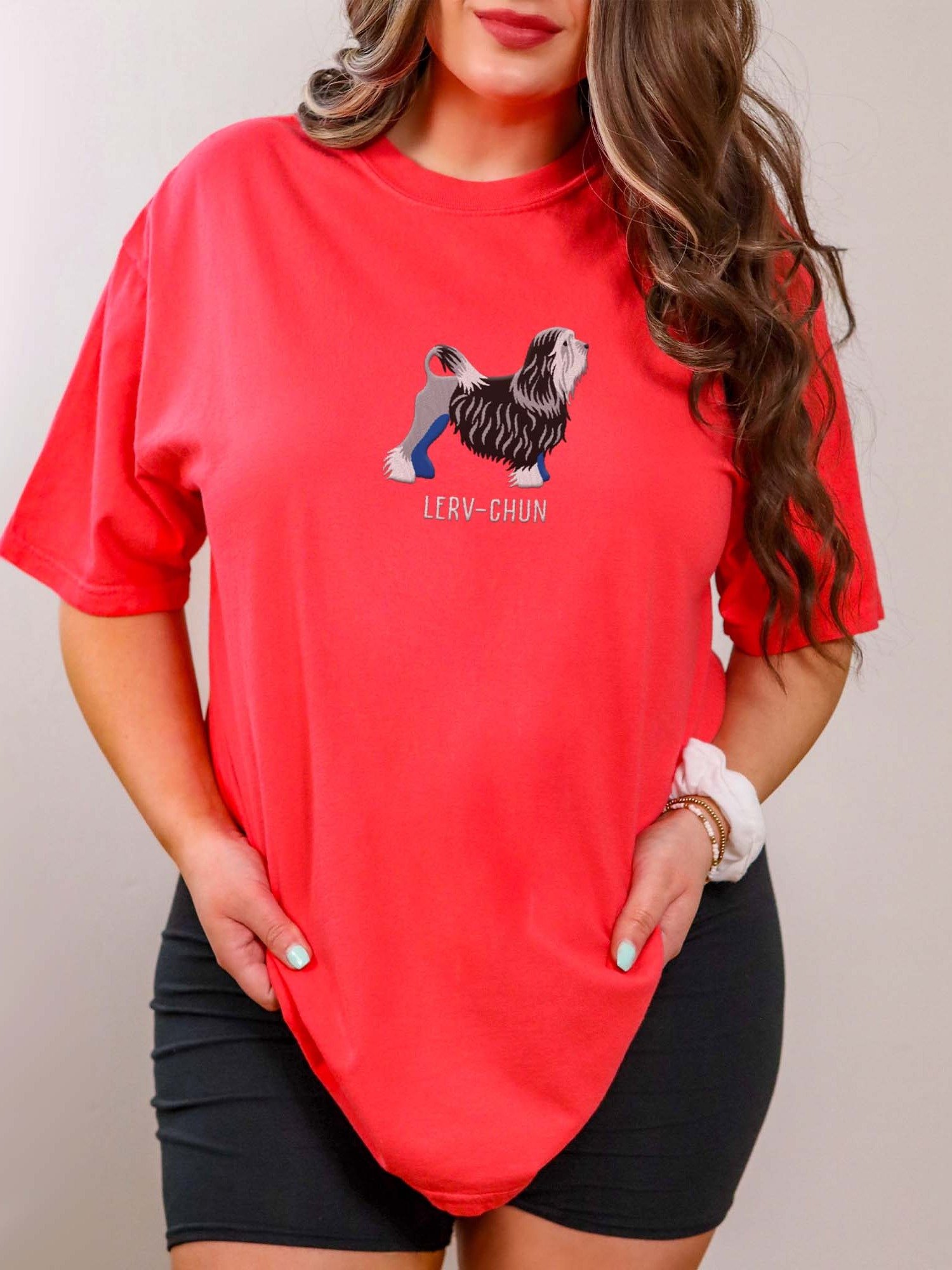 Lerv-Chun T-Shirt(Embroidered) of a Lowchen(Black & White) product image (2)
