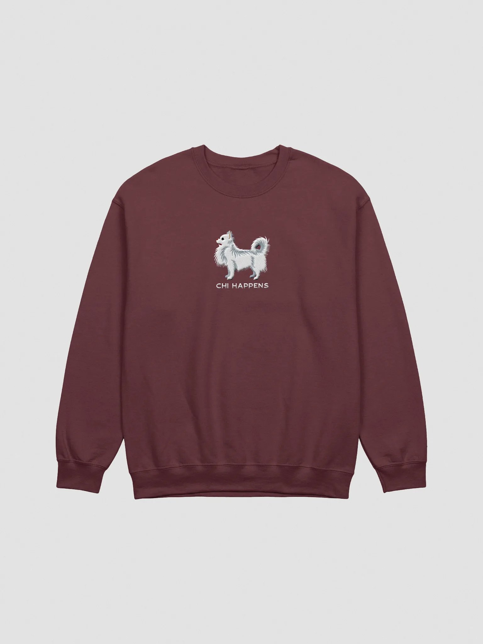 Chi Happens Sweatshirt (Embroidered) of a Longhaired Chihuahua(White) product image (3)