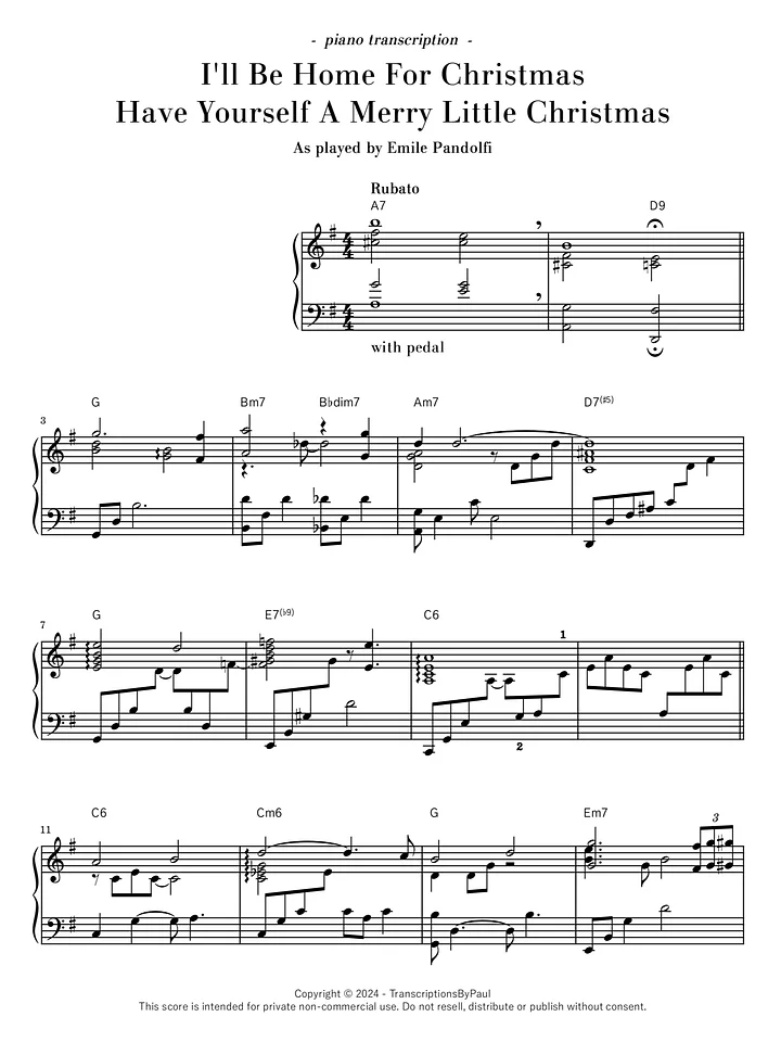 I'll Be Home / Merry Little Christmas medley - Emile Pandolfi product image (1)