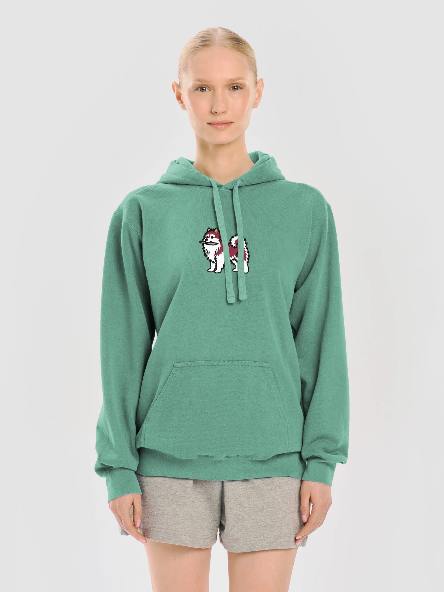 Funny Chibi-Style Alaskan Malamute(Red & White) Embroidered Premium Hoodie product image (45)