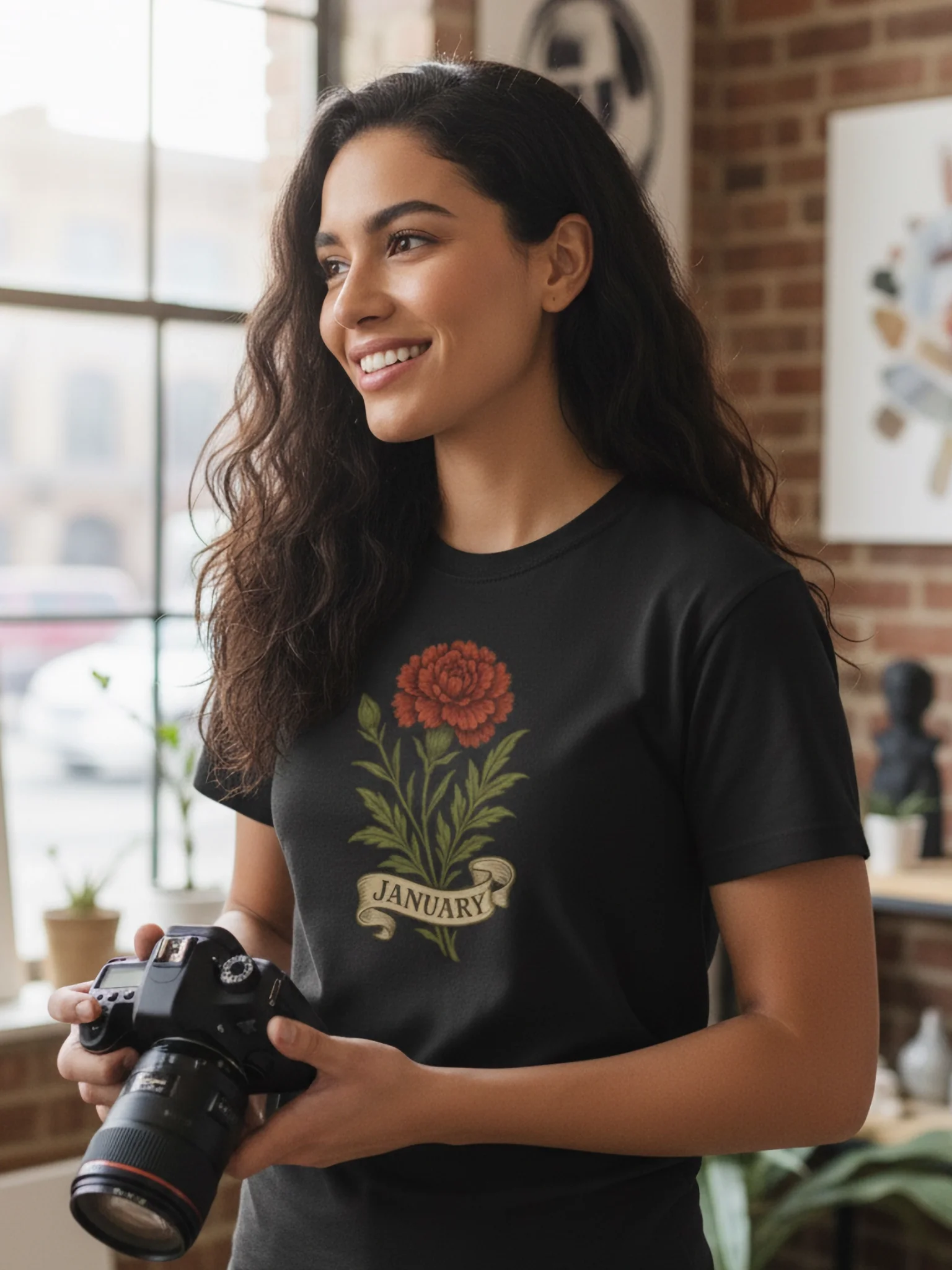 January Birth Flower Shirt – Carnation Vintage Floral T-Shirt | January Birthday Gift for Women product image (1)