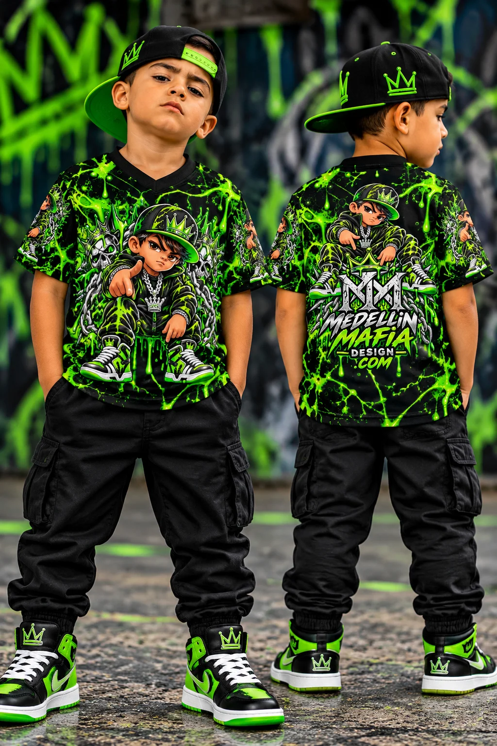 Edgy Green Graffiti Youth Sports Jersey product image (1)