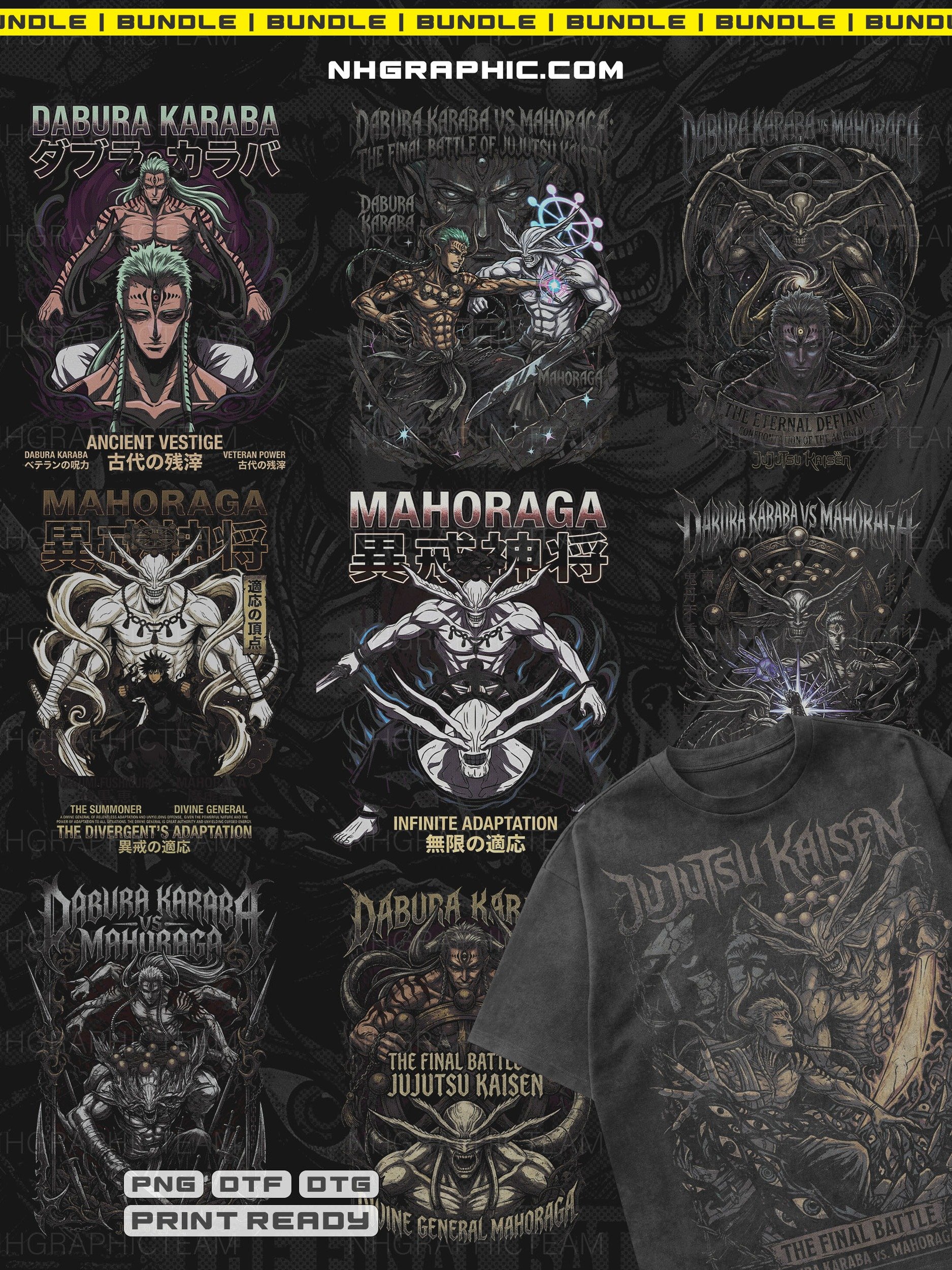Dabura Karaba vs Mahoraga Halftone PNG Bundle product image (1)