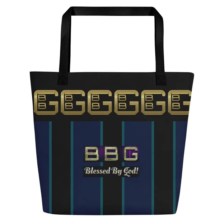 Purple and Black Striped BBG Tote Bag with Pocket product image (1)