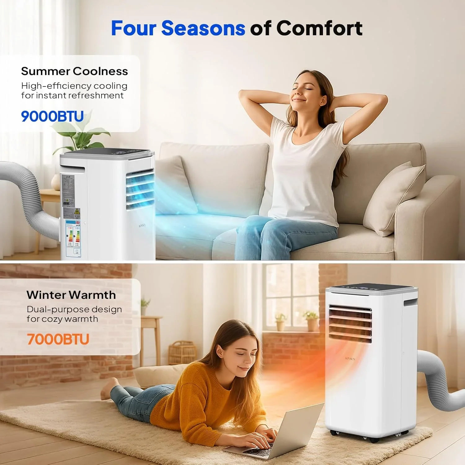 9000 BTU Portable Air Conditioner with Heating, Dehumidifier, Sleep Mode & Remote Control product image (5)