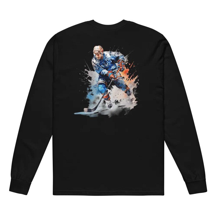 Energetic Hockey Player Illustration Long Sleeve Shirt product image (2)