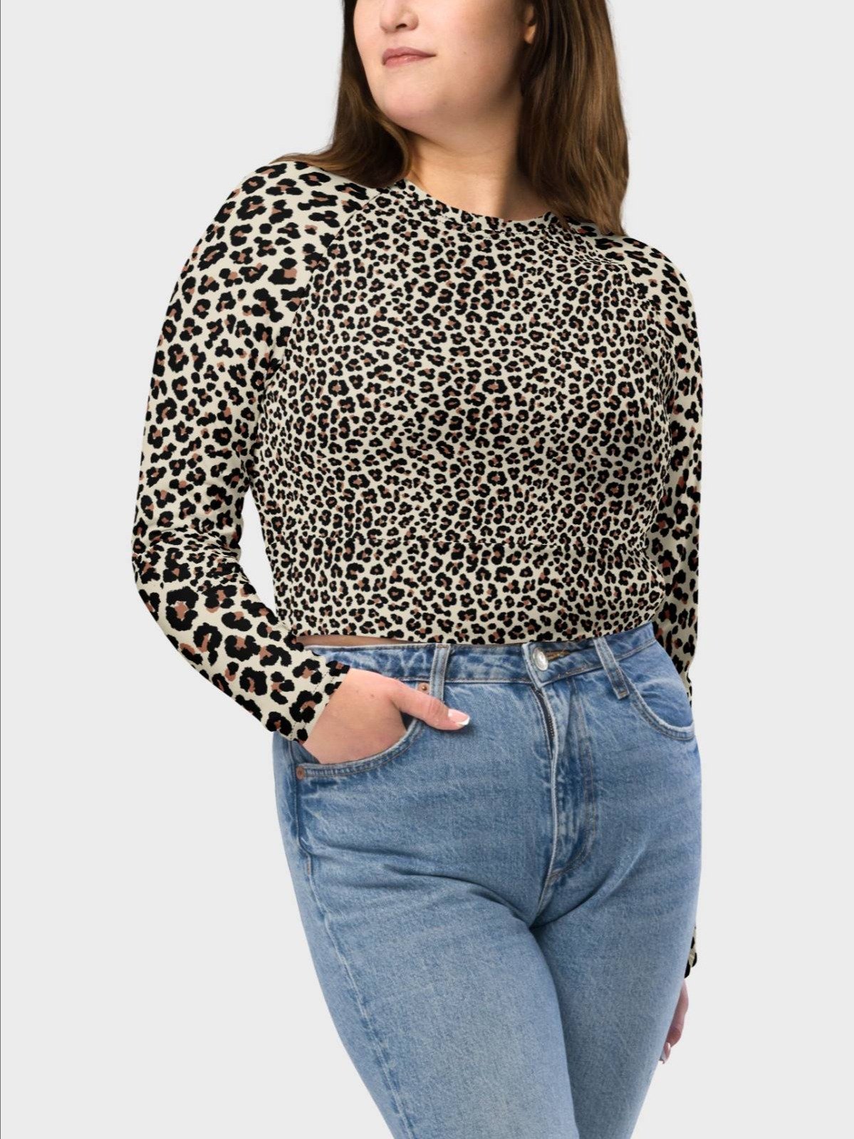 Recycled Crop Top "Abstract Animal Leopard Skin Fur Pattern" product image (3)