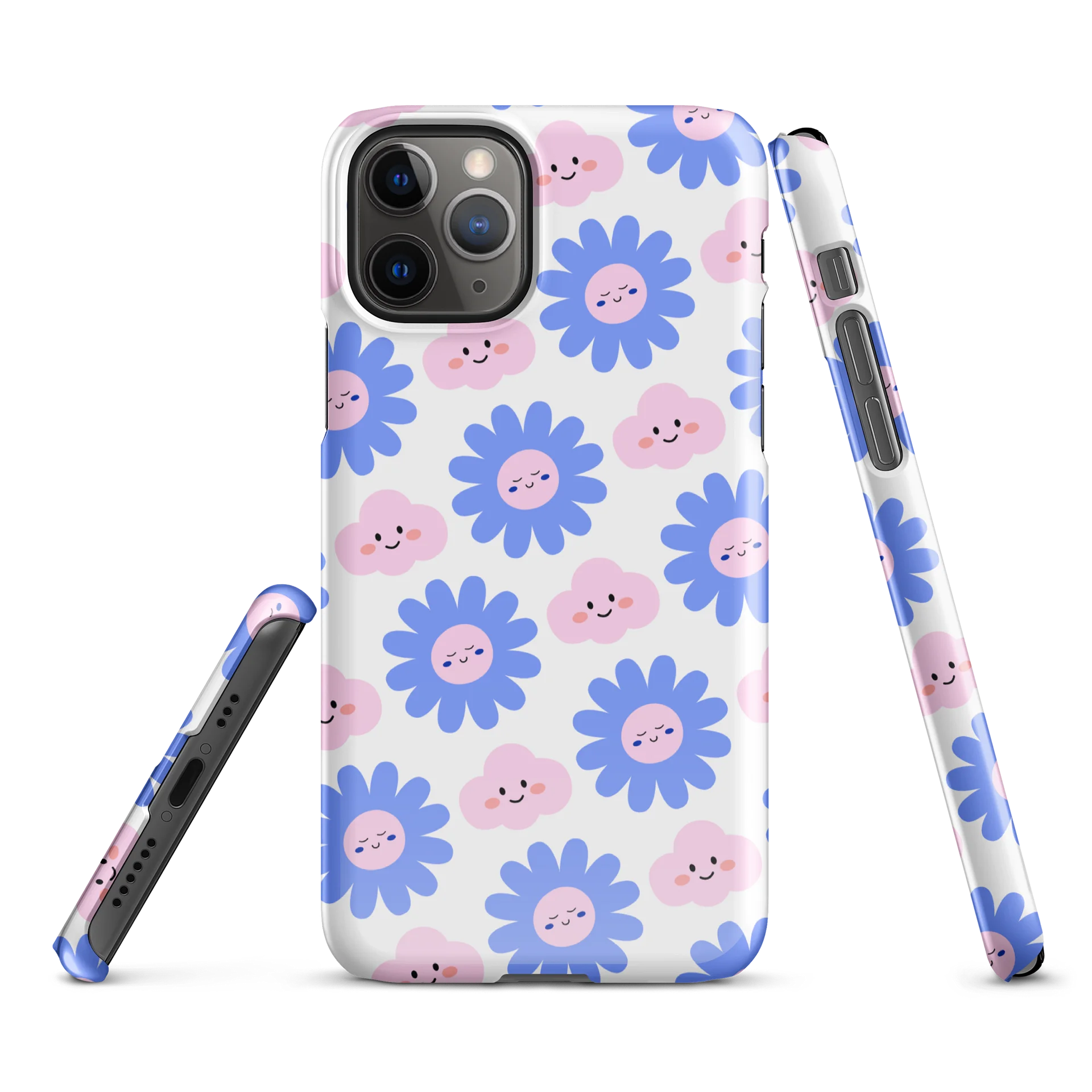 Blue Flowers Pink Clouds Smile iPhone Snap Case product image (2)