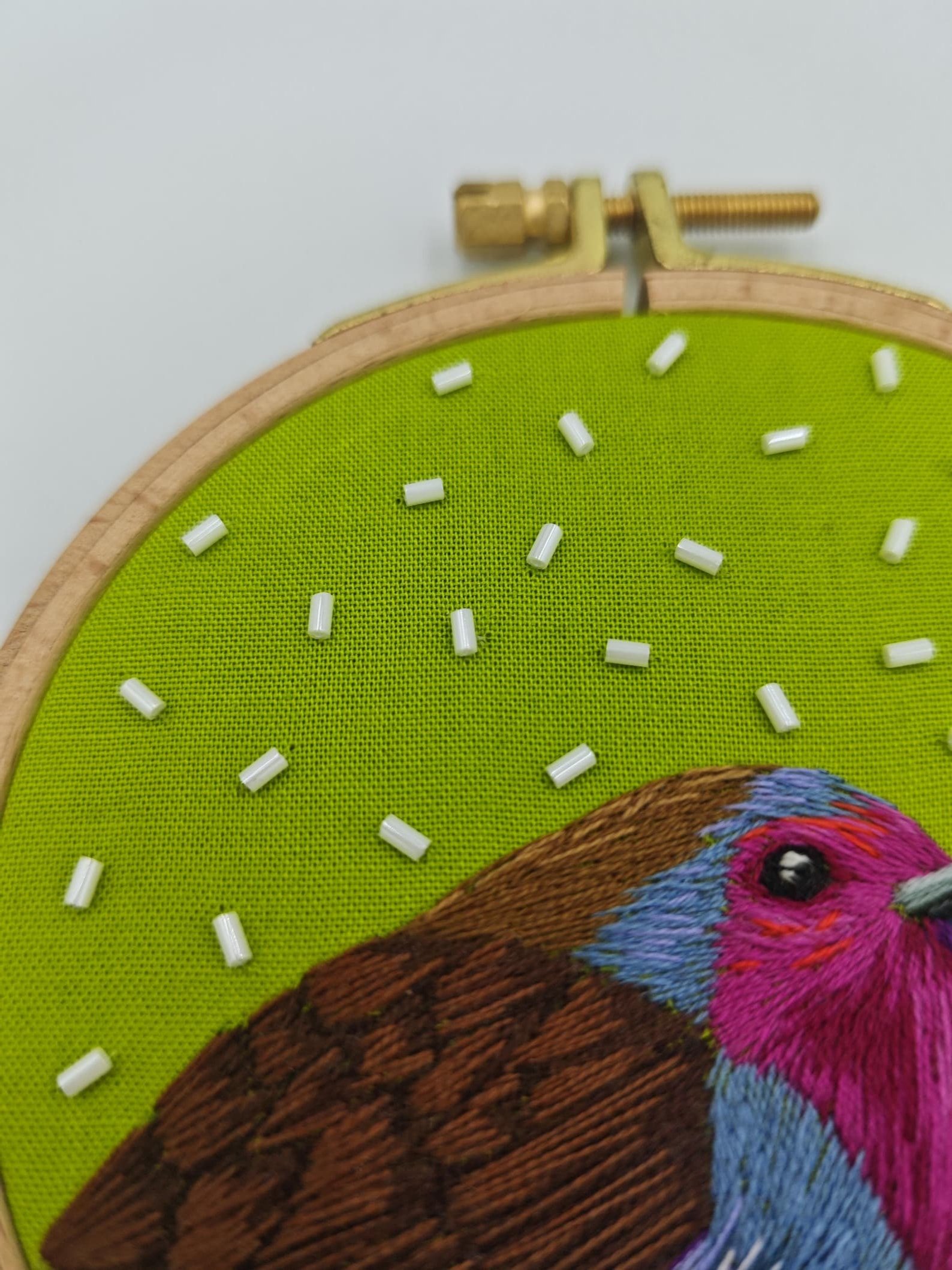 Christmas Robin PDF hand embroidery pattern and beading tutorial, DIY ornament, learn to sew product image (3)