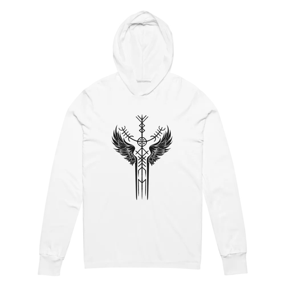 The Valkyrie Stave Hooded Long Sleeve Tee (black print) product image (2)