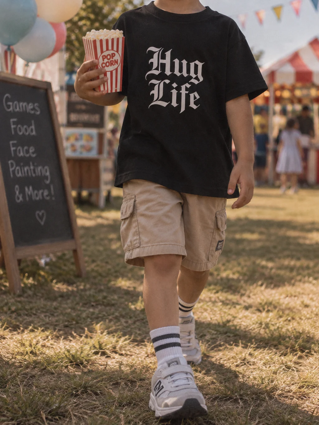 Hug Life Printed Unisex Kids T-Shirt | Minimal Gothic Black Youth Tee product image (1)
