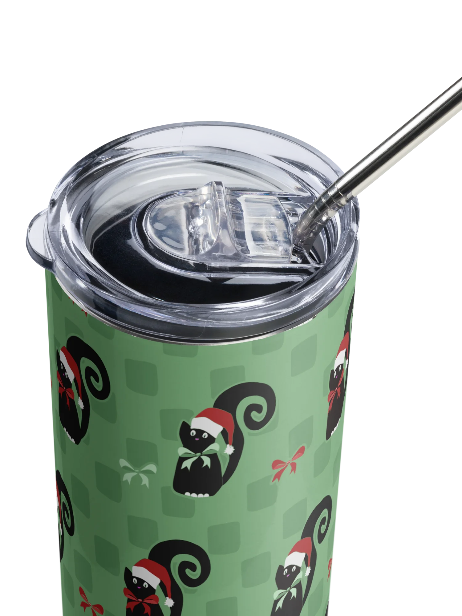 Christmas Kitties in a Row 20 oz Stainless Steel Tumbler – Green product image (5)