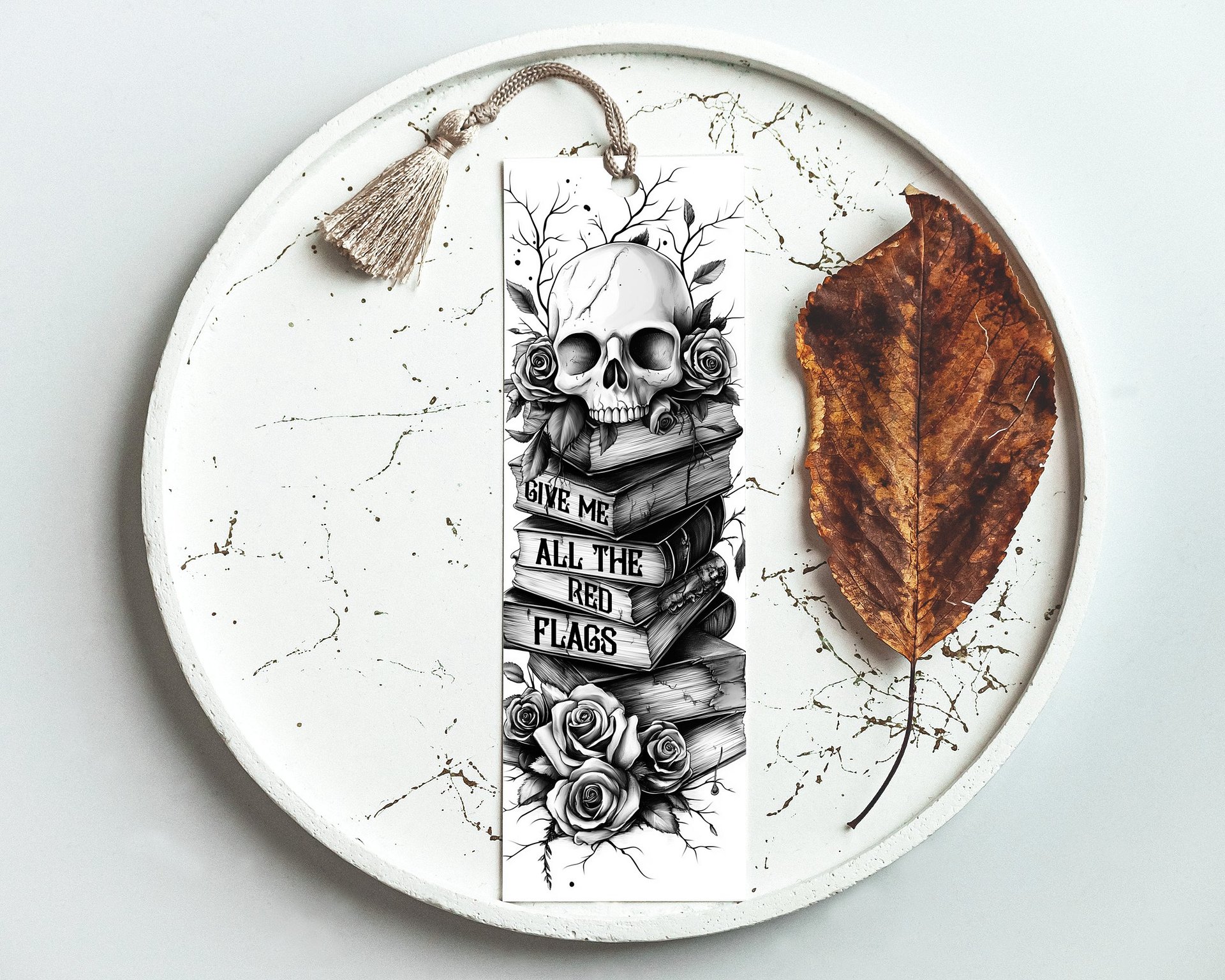 Skull Roses Vintage Bookish Bookmark PNG, Printable Bookmark, Spicy Dark Romance Smut Book Reader Phrases, Instant Digital Download product image (5)
