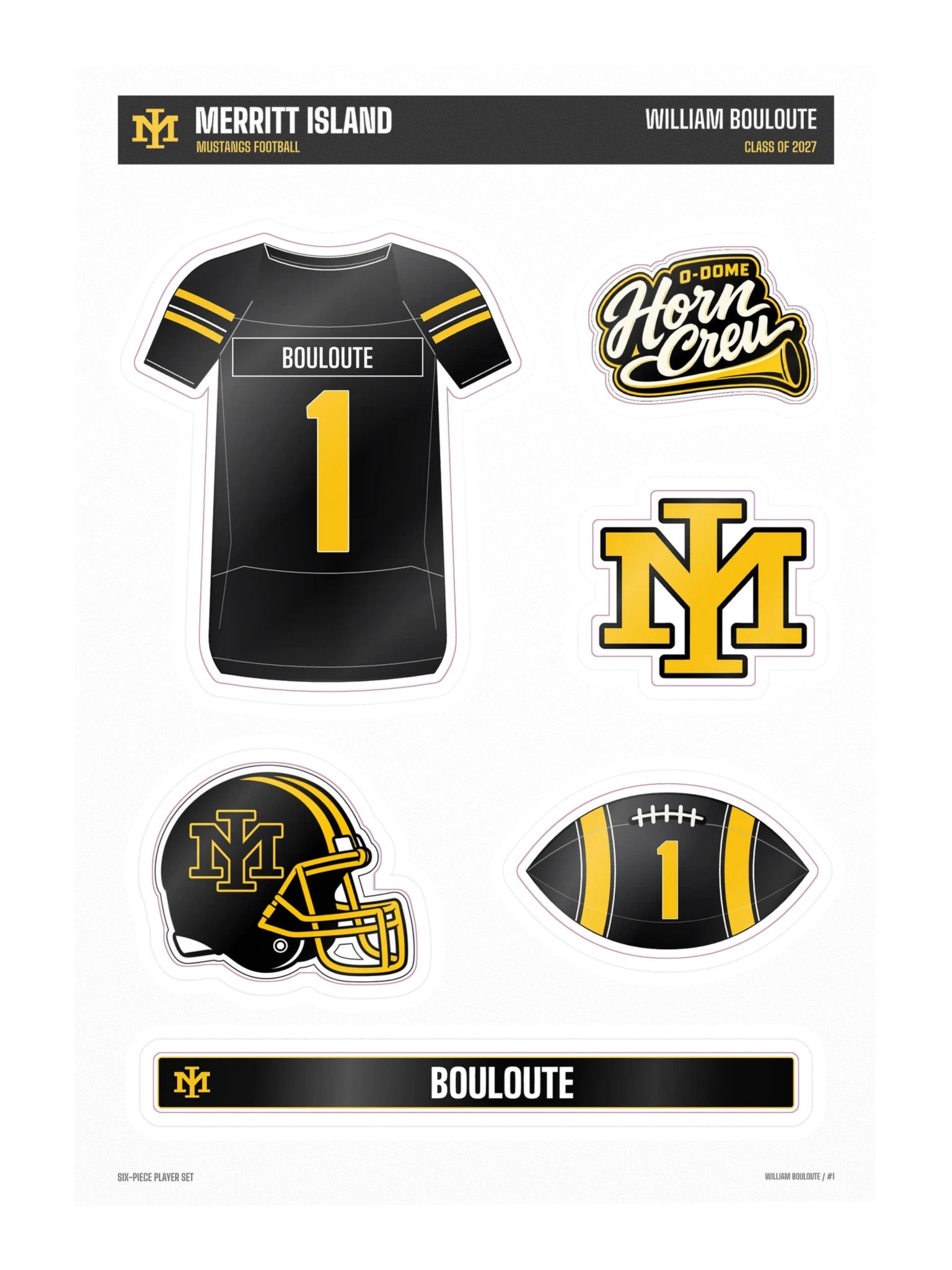 William Bouloute #1 — Mustangs Sticker Sheet product image (3)
