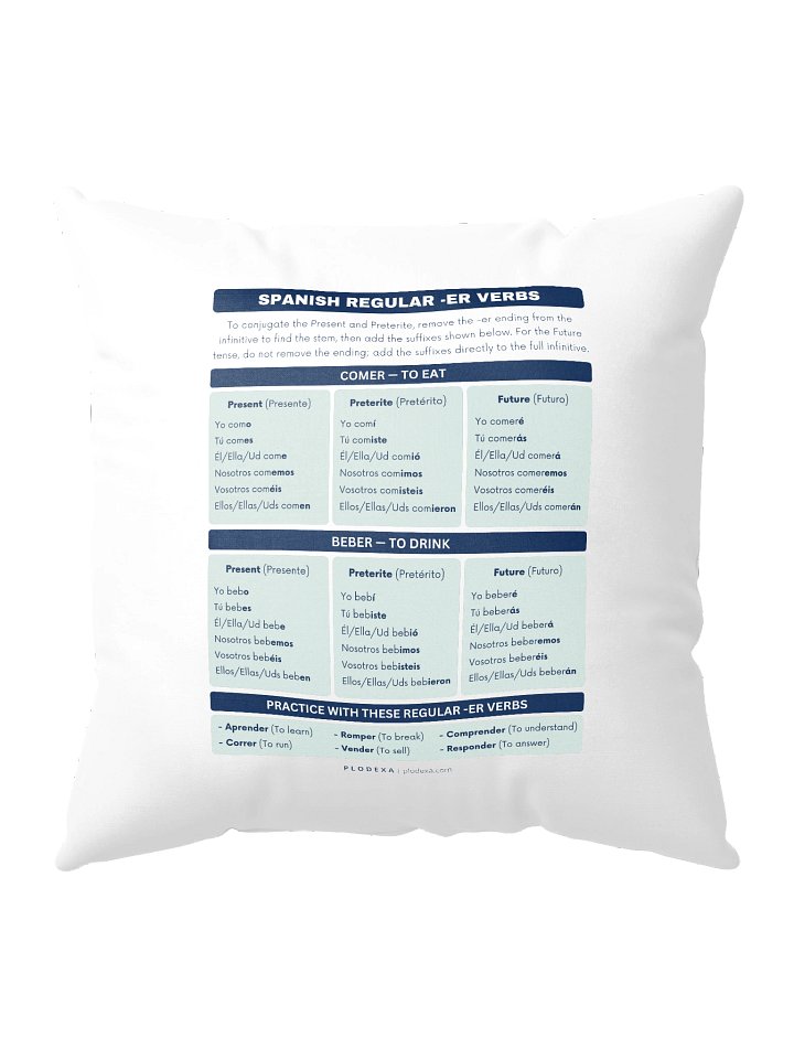 Spanish Regular -ER Verbs Conjugation Pillow product image (1)