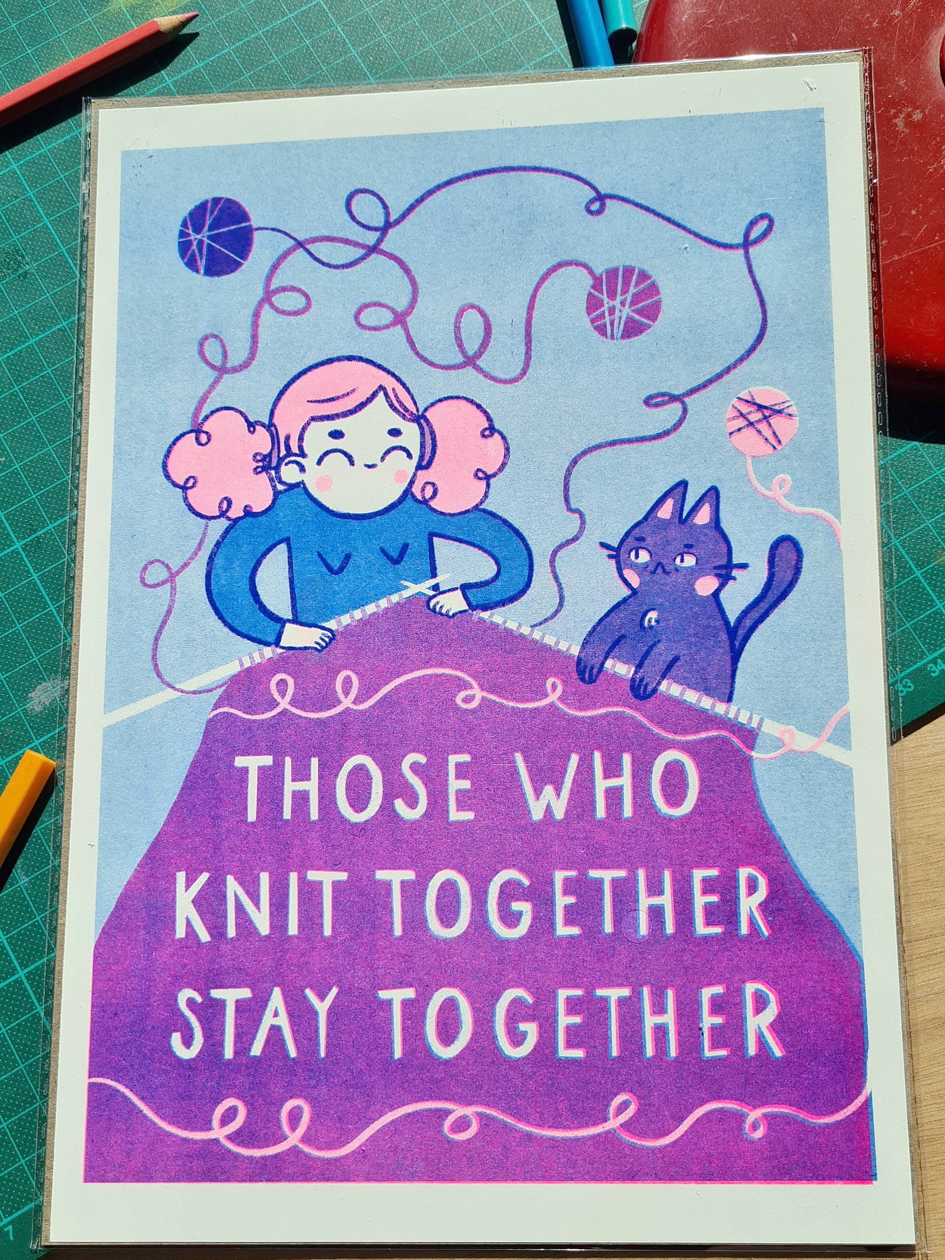Knitting Together Riso Print A4 product image (2)