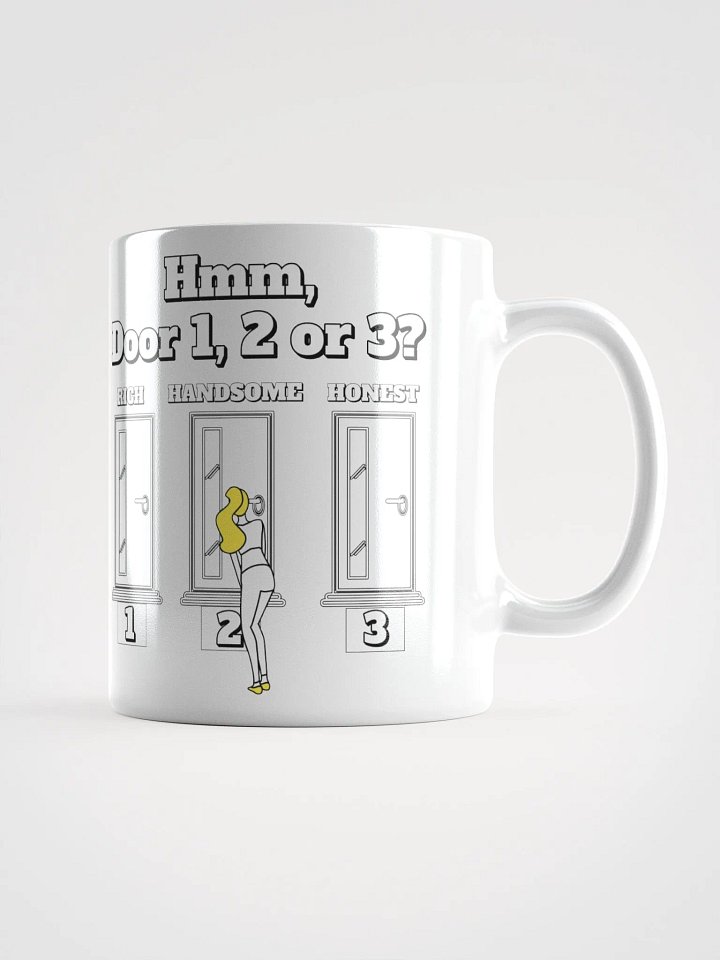 Hmm, Door 1, 2, 3? Funny Humorous White Mug product image (3)