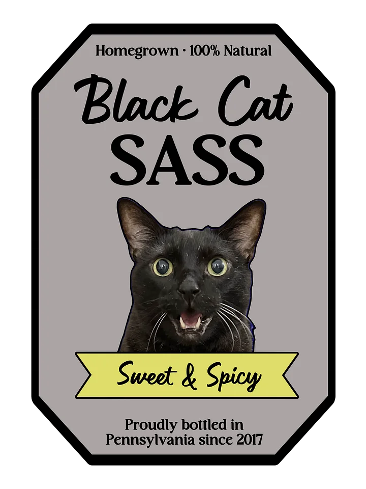 Black Cat Sass bottle label sticker product image (1)