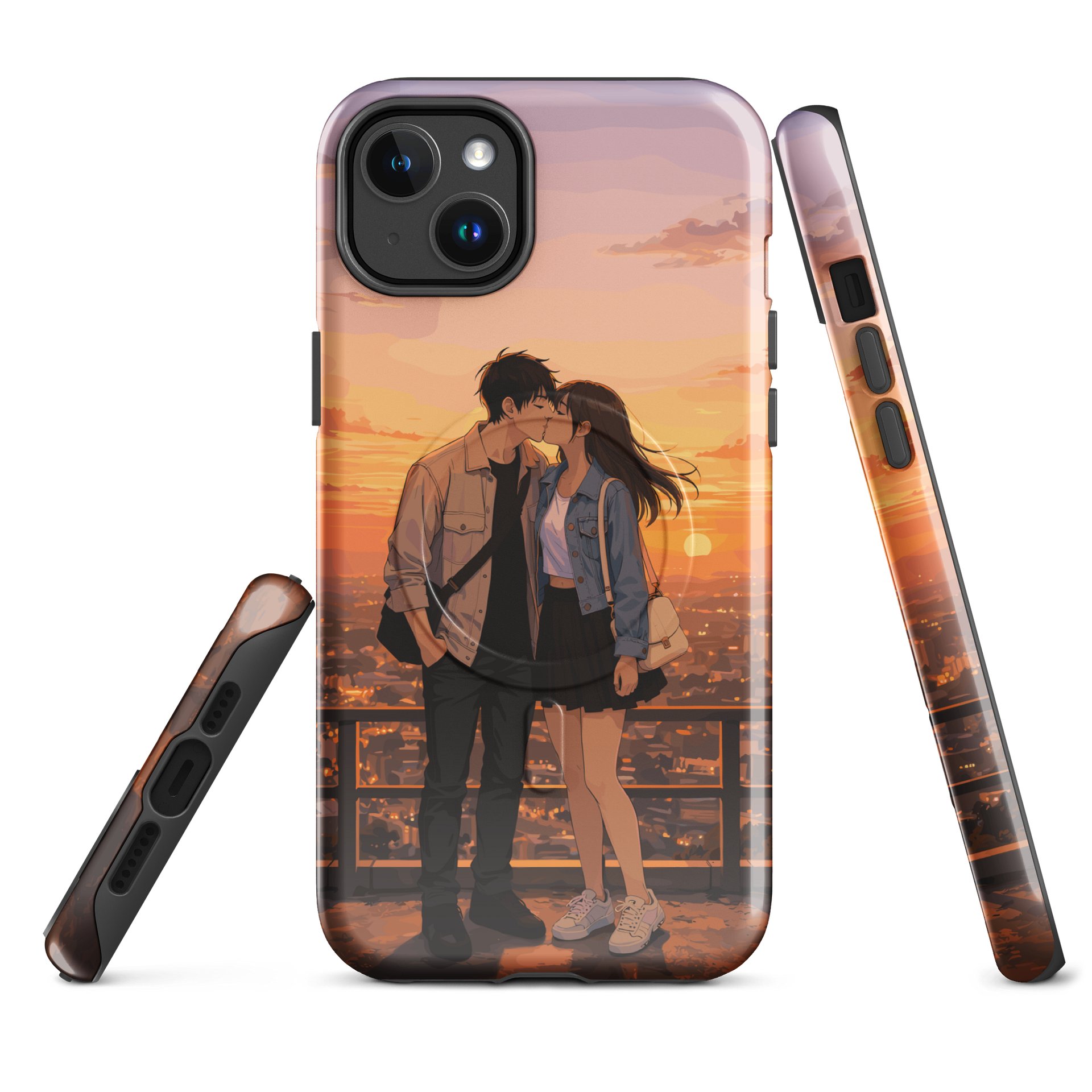 Anime couple sunset kiss on the city iPhone® Tough Case product image (2)