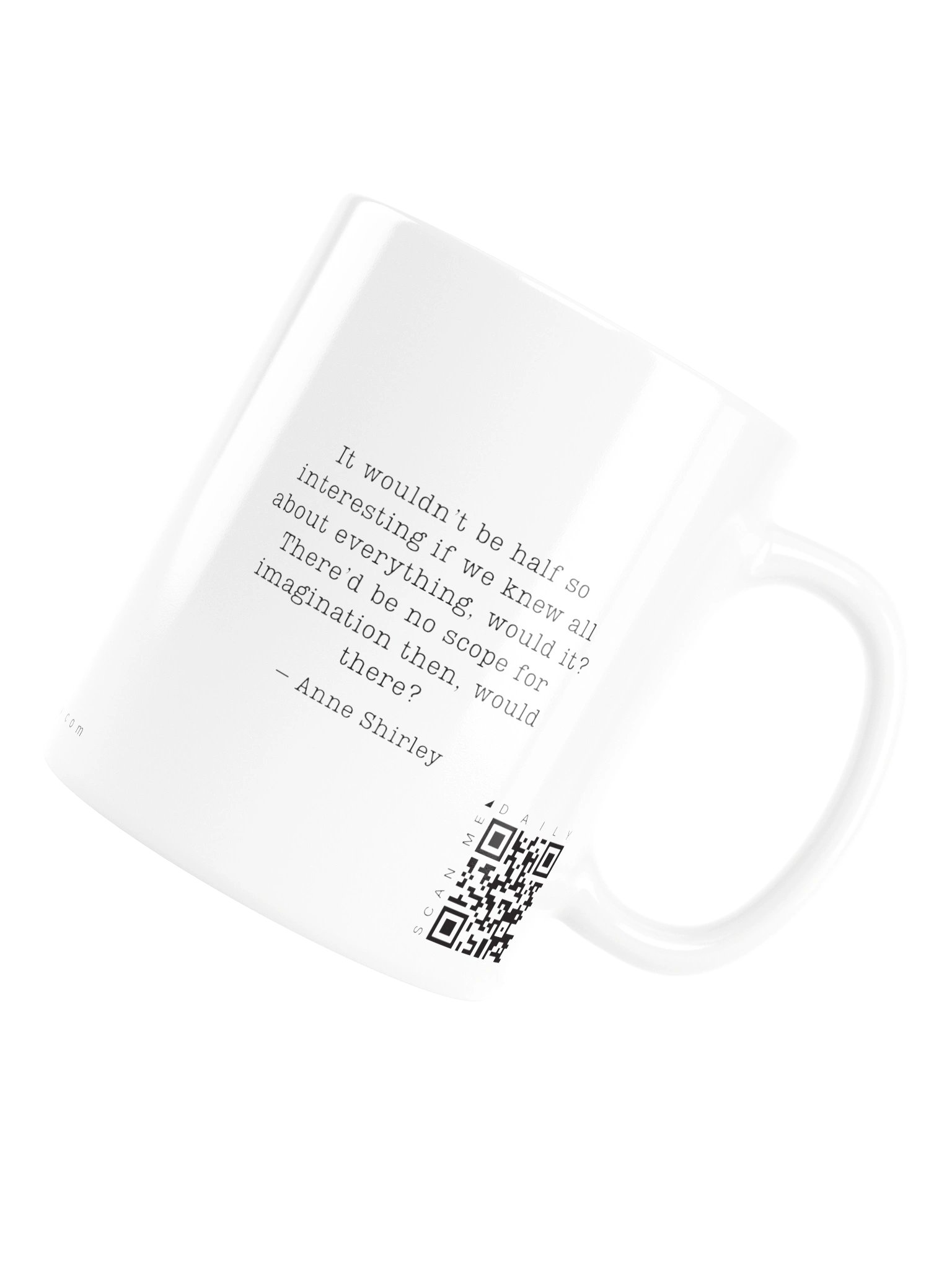 <i>Scope for Imagination</i> • QR Mug<br /> With 160 Daily Quotes<br /> <small>Quotes from beloved novel<br />Anne of Green Gables (1908)</small> product image (7)
