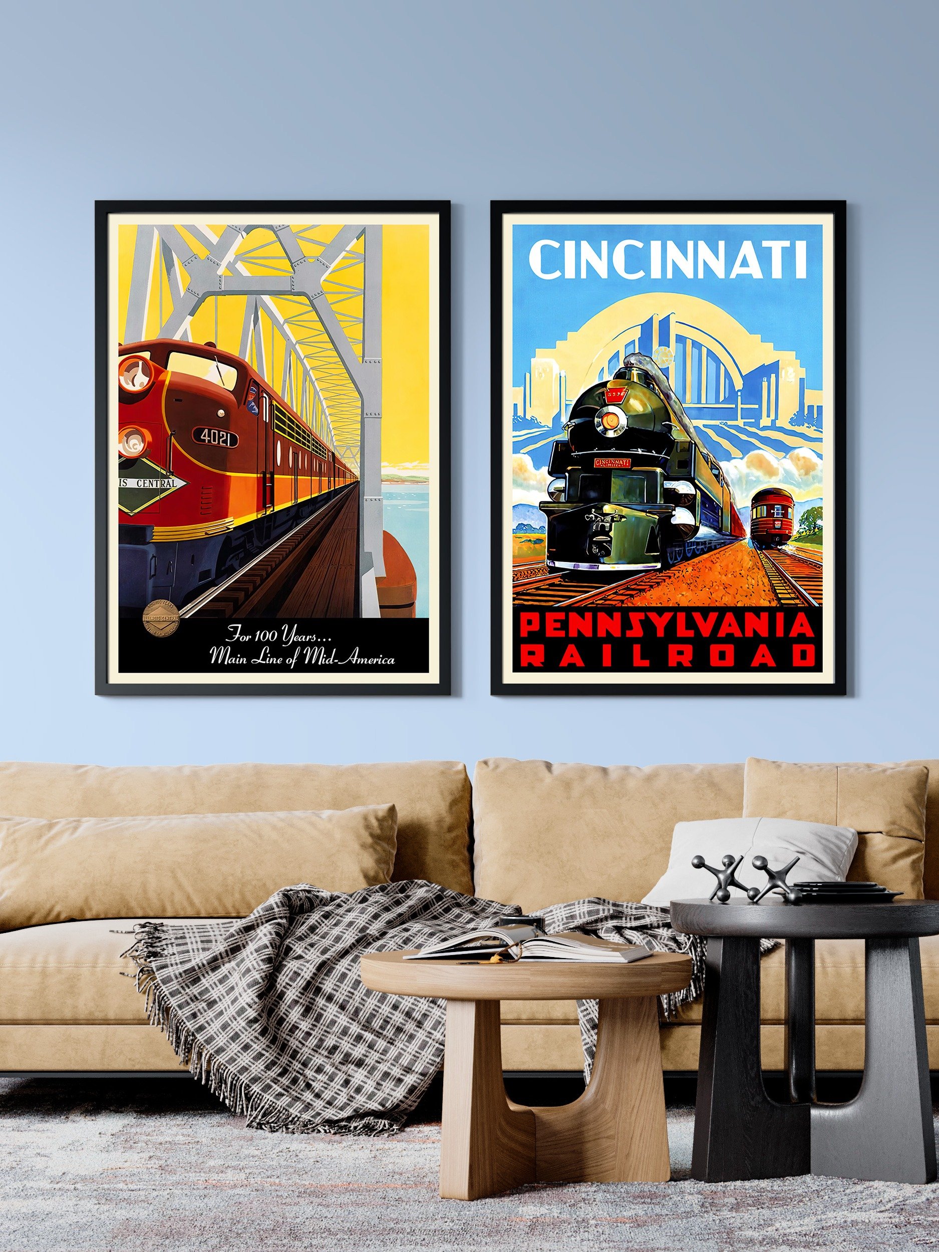 Cincinnati Pennsylvania Railroad, 1950s — retro train poster, vintage train art, train print, retro travel wall art product image (2)