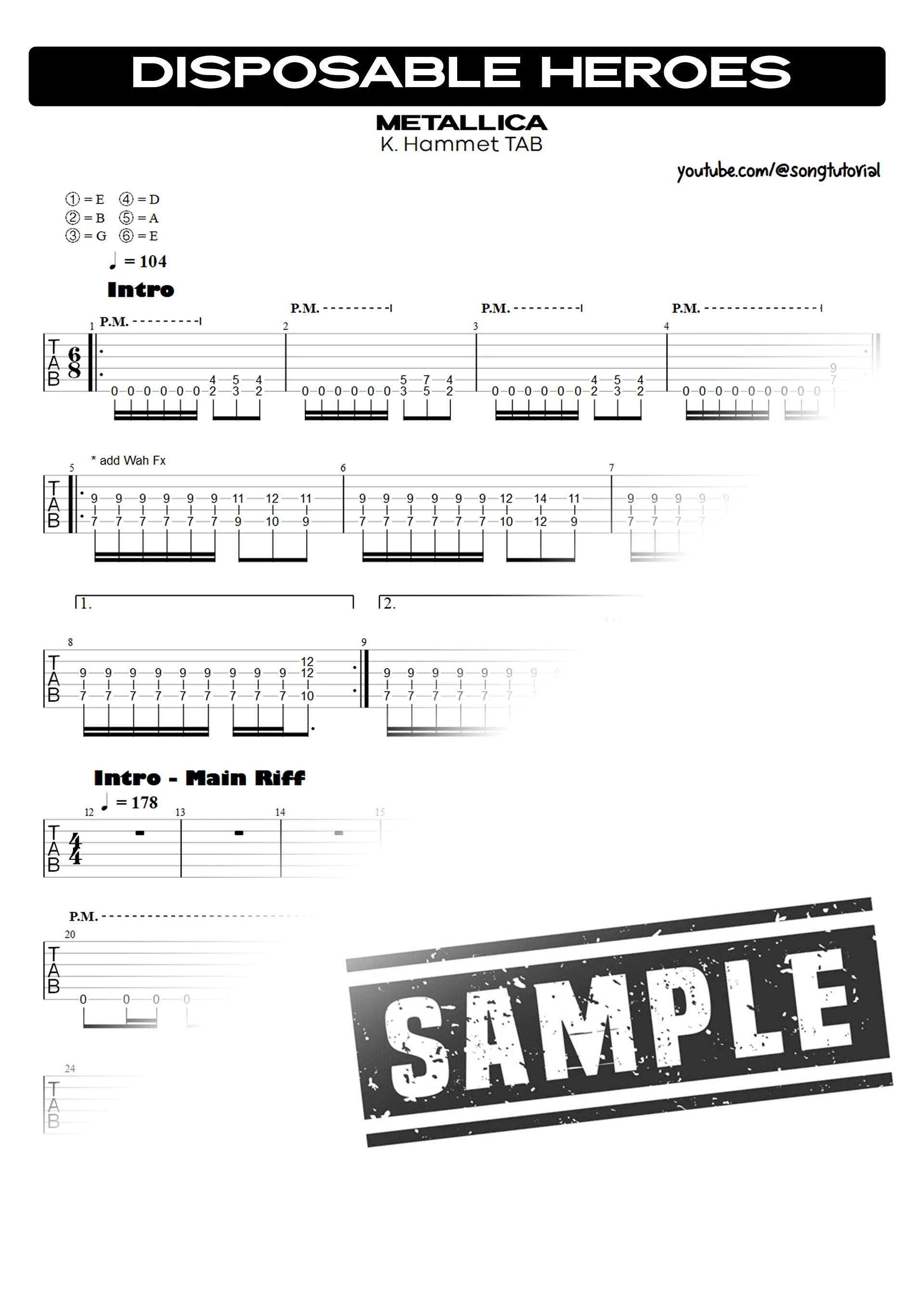 Disposable Heroes | PDF Tab + Guitar Pro | Metallica product image (2)