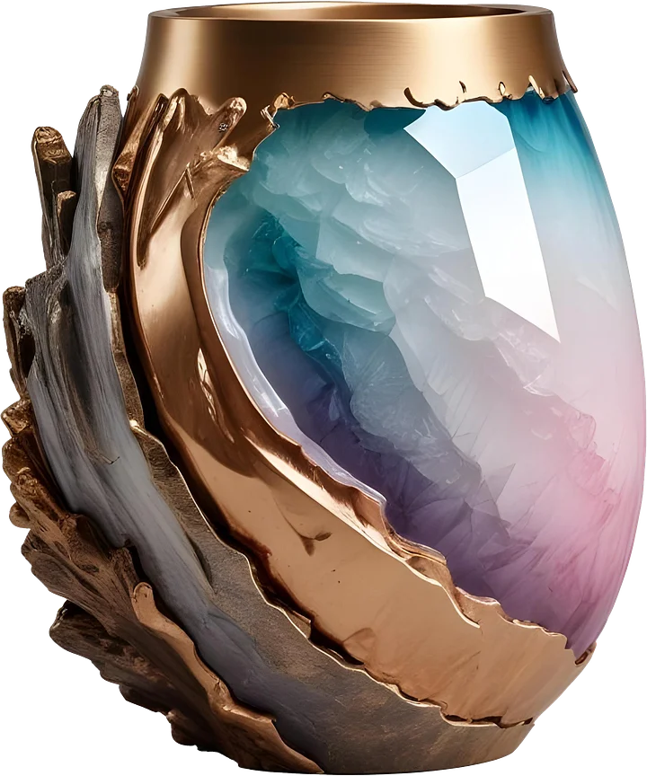 Ethereal Romance – Crystal and Gold Vase PNG product image (1)