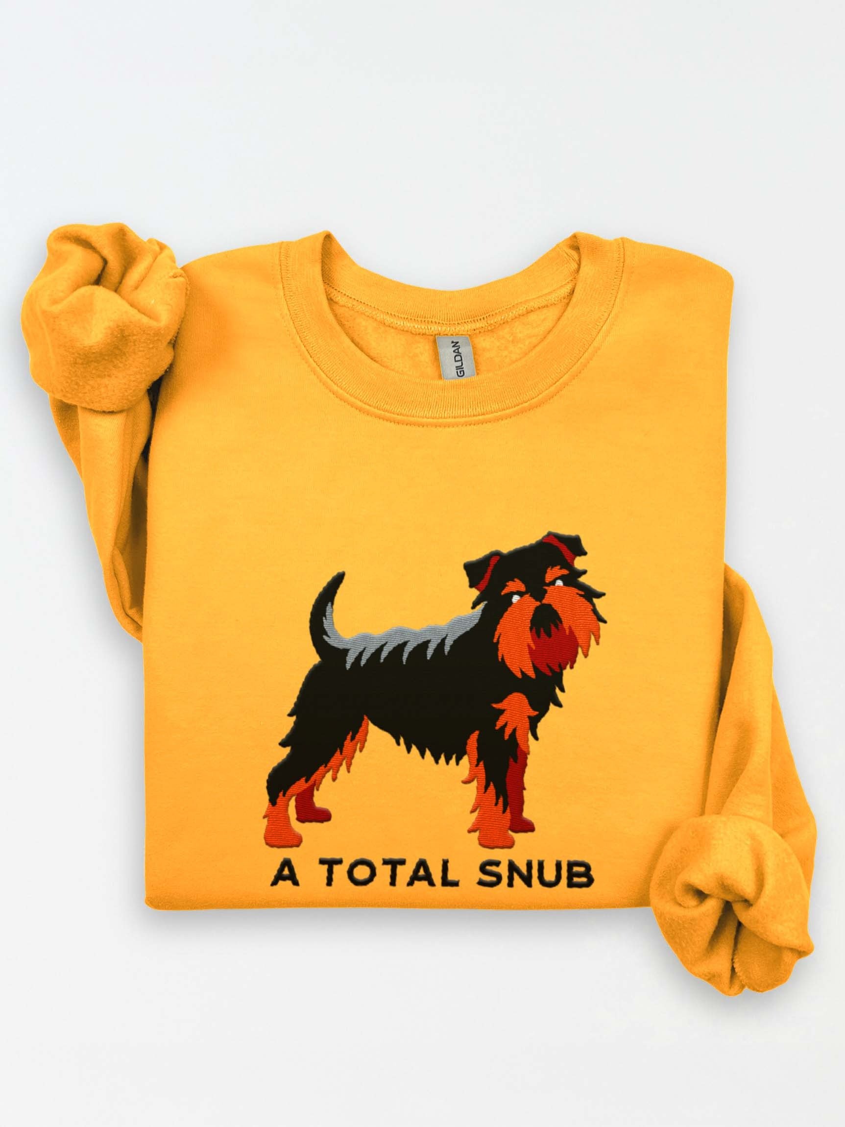 A Total Snub Sweatshirt (Embroidered) of a Brussels Griffon(Black & Tan) product image (1)