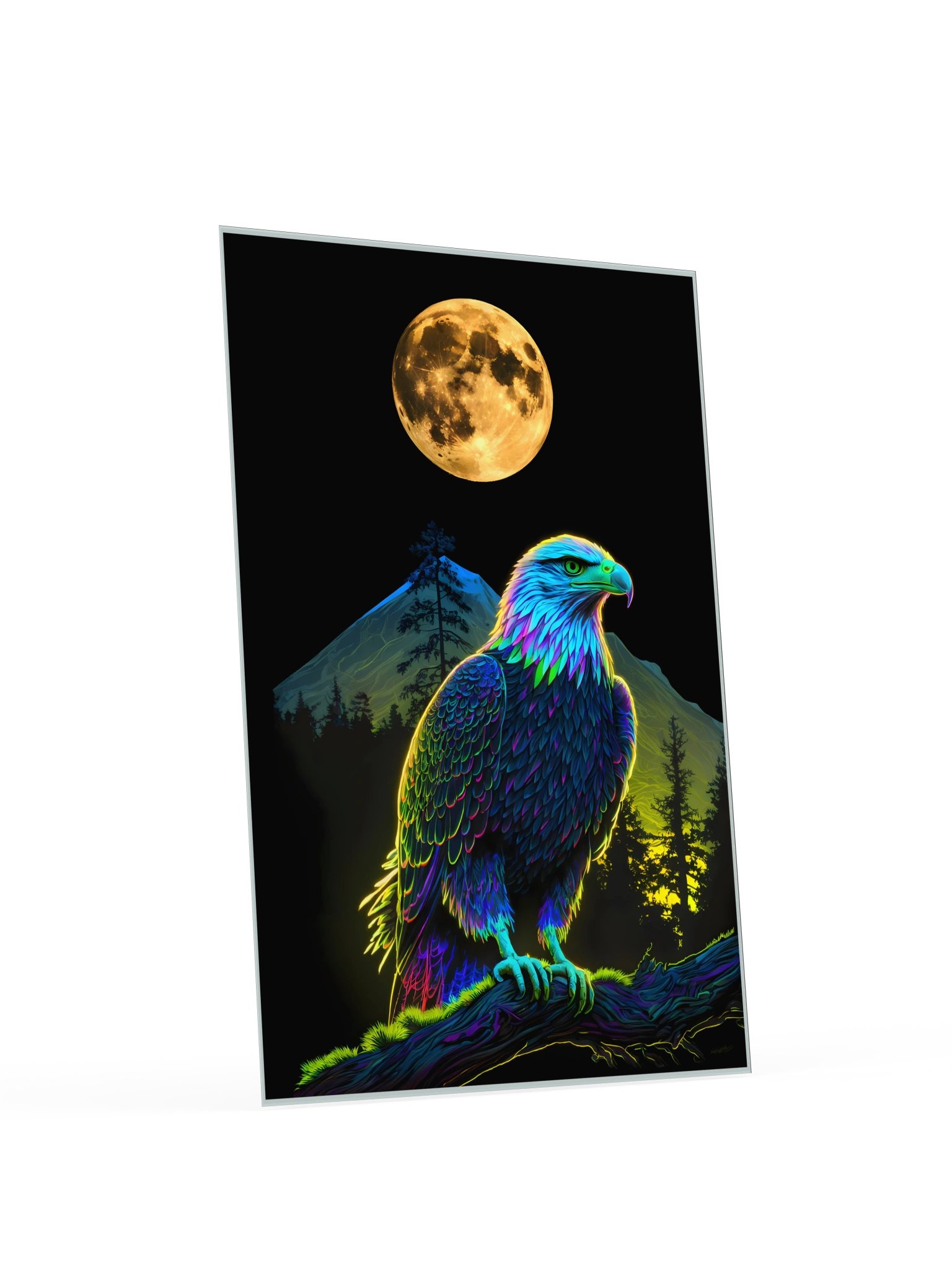 The Moonlit Eagle - Colorful Eagle & Full Moon Art Poster product image (4)