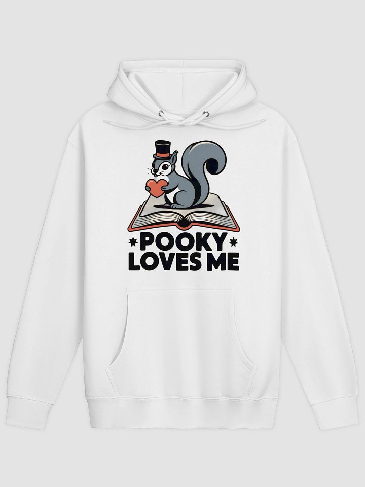 Premium, super soft Hoodie- images on both sides: Pooky Loves me, on book product image (1)