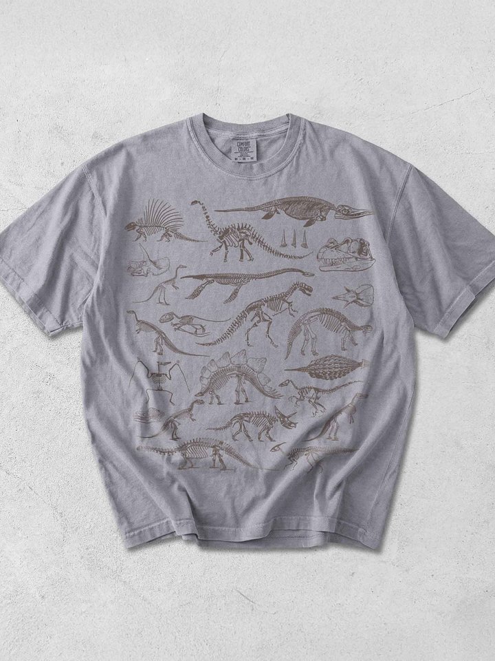 Dark Academia Dinosaur Skeleton Shirt – Vintage Fossil Bones Graphic Tee product image (1)